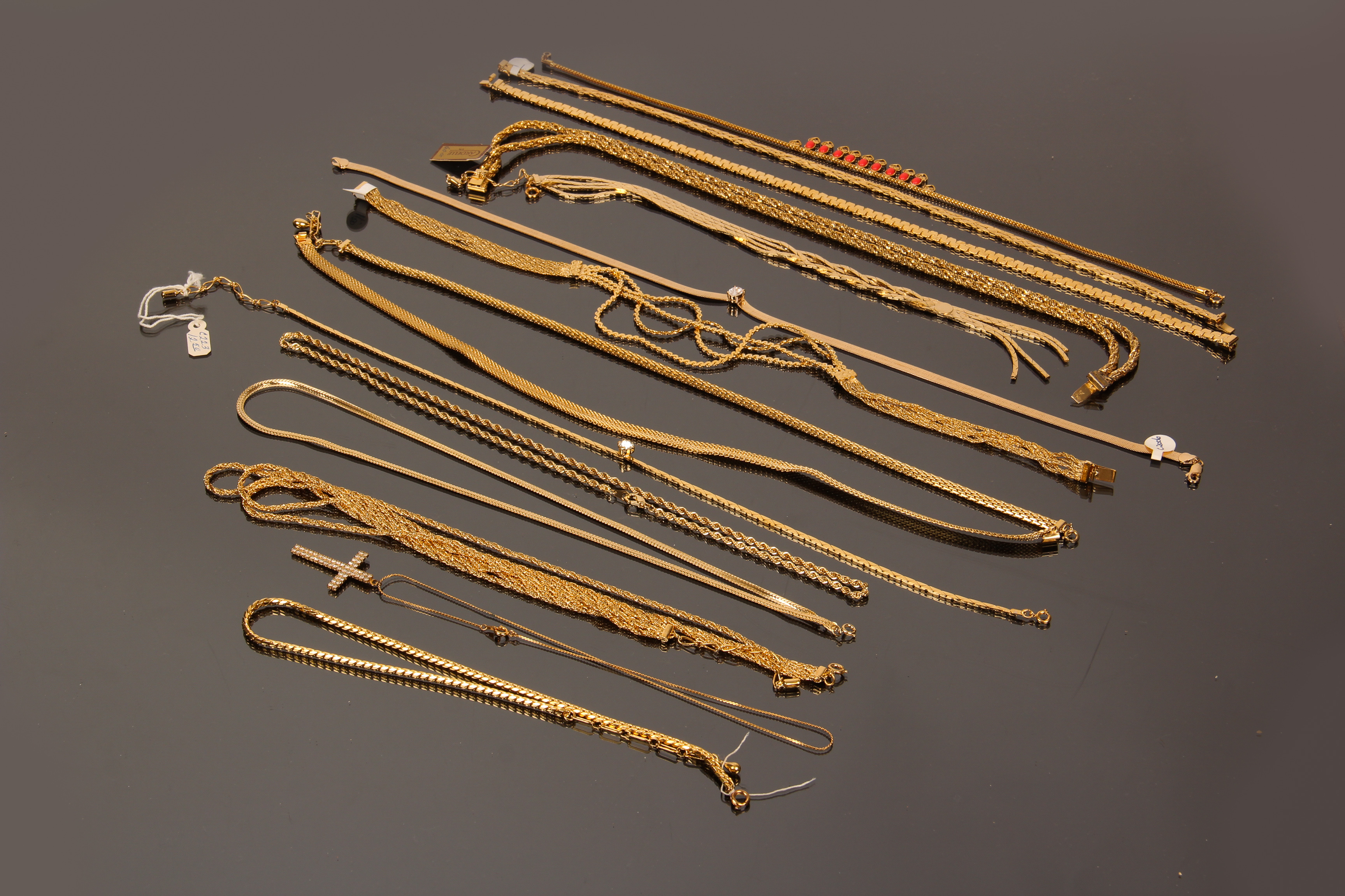 Assortment of Vintage Gold Tone Fashion Necklaces