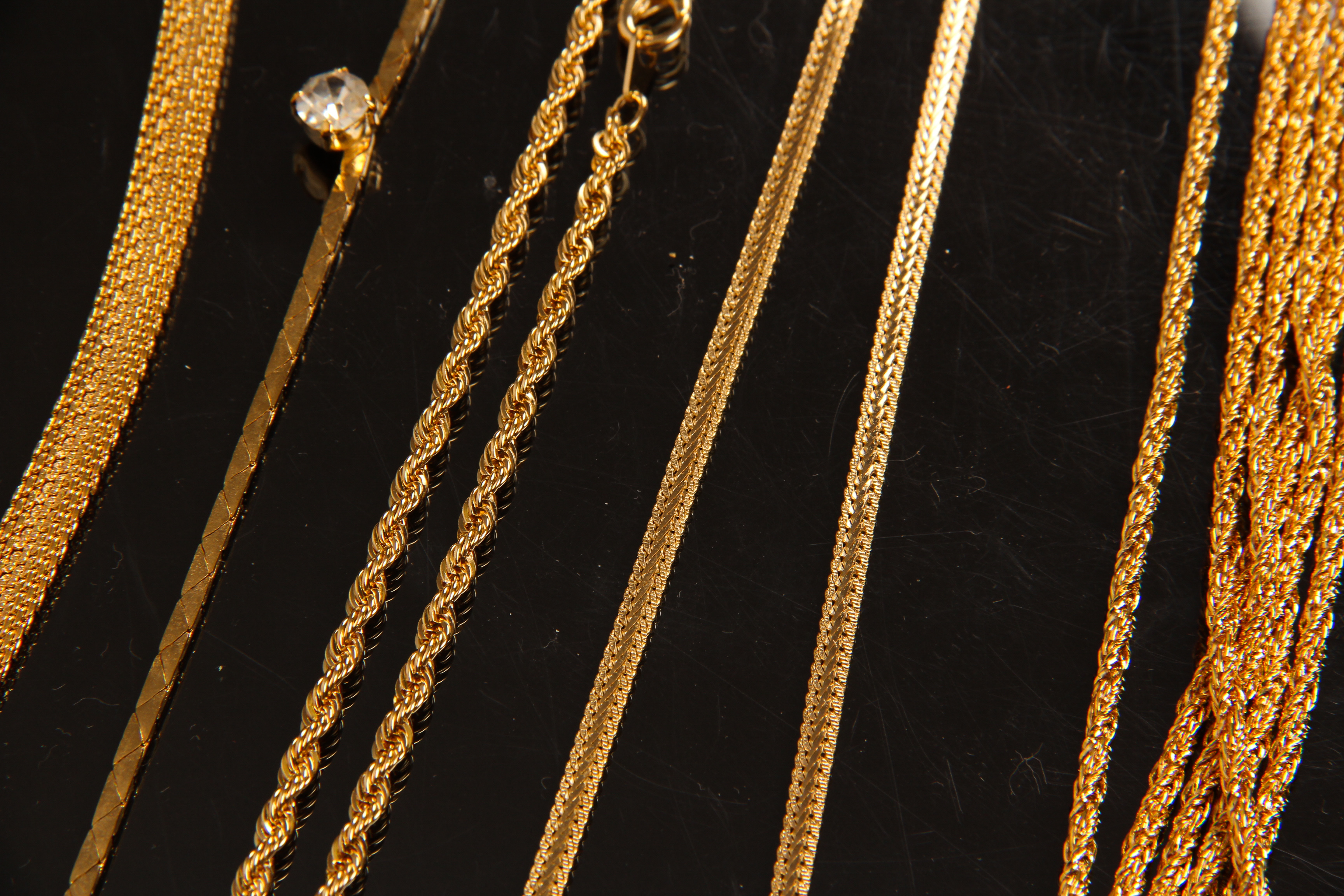 Assortment of Vintage Gold Tone Fashion Necklaces