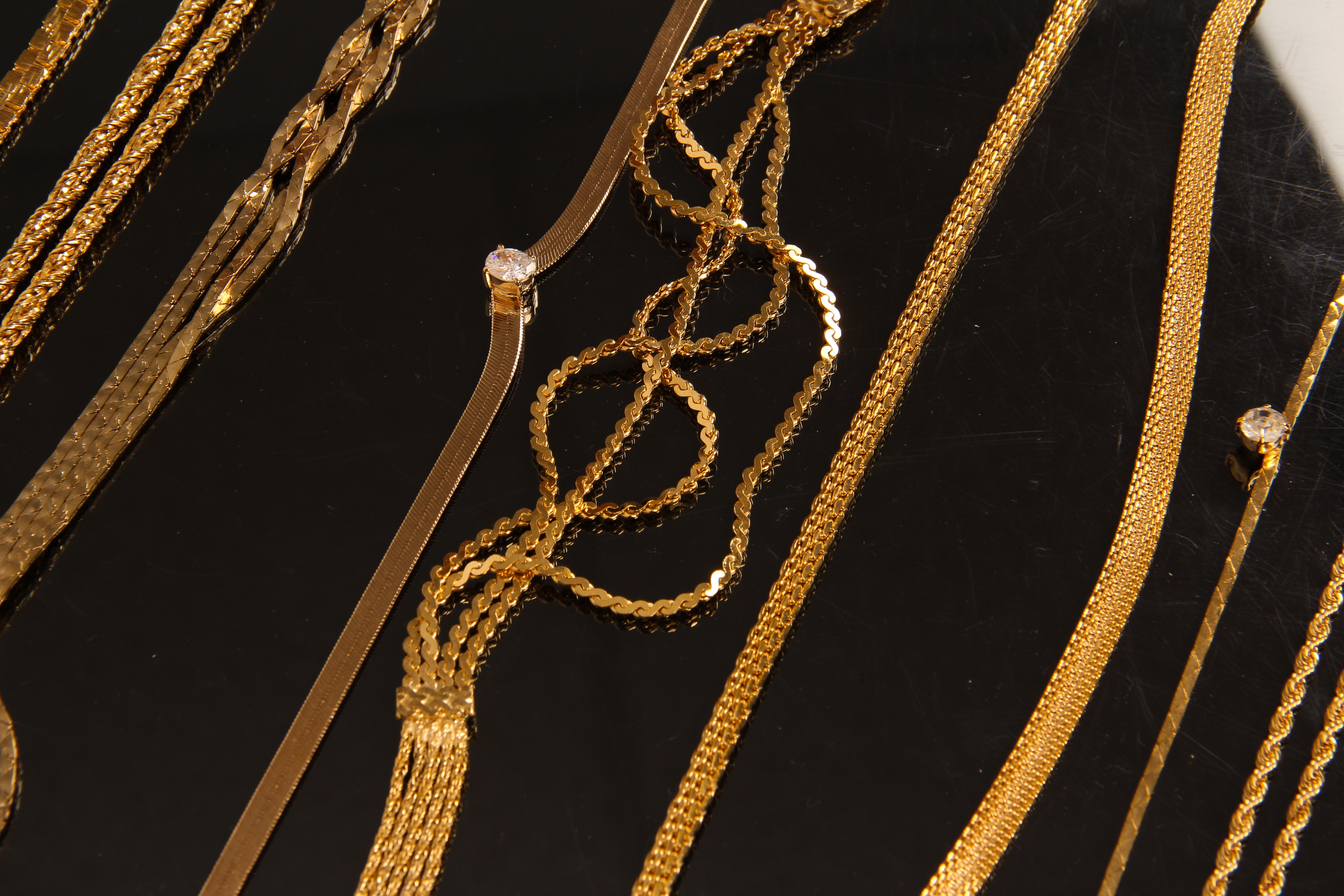 Assortment of Vintage Gold Tone Fashion Necklaces