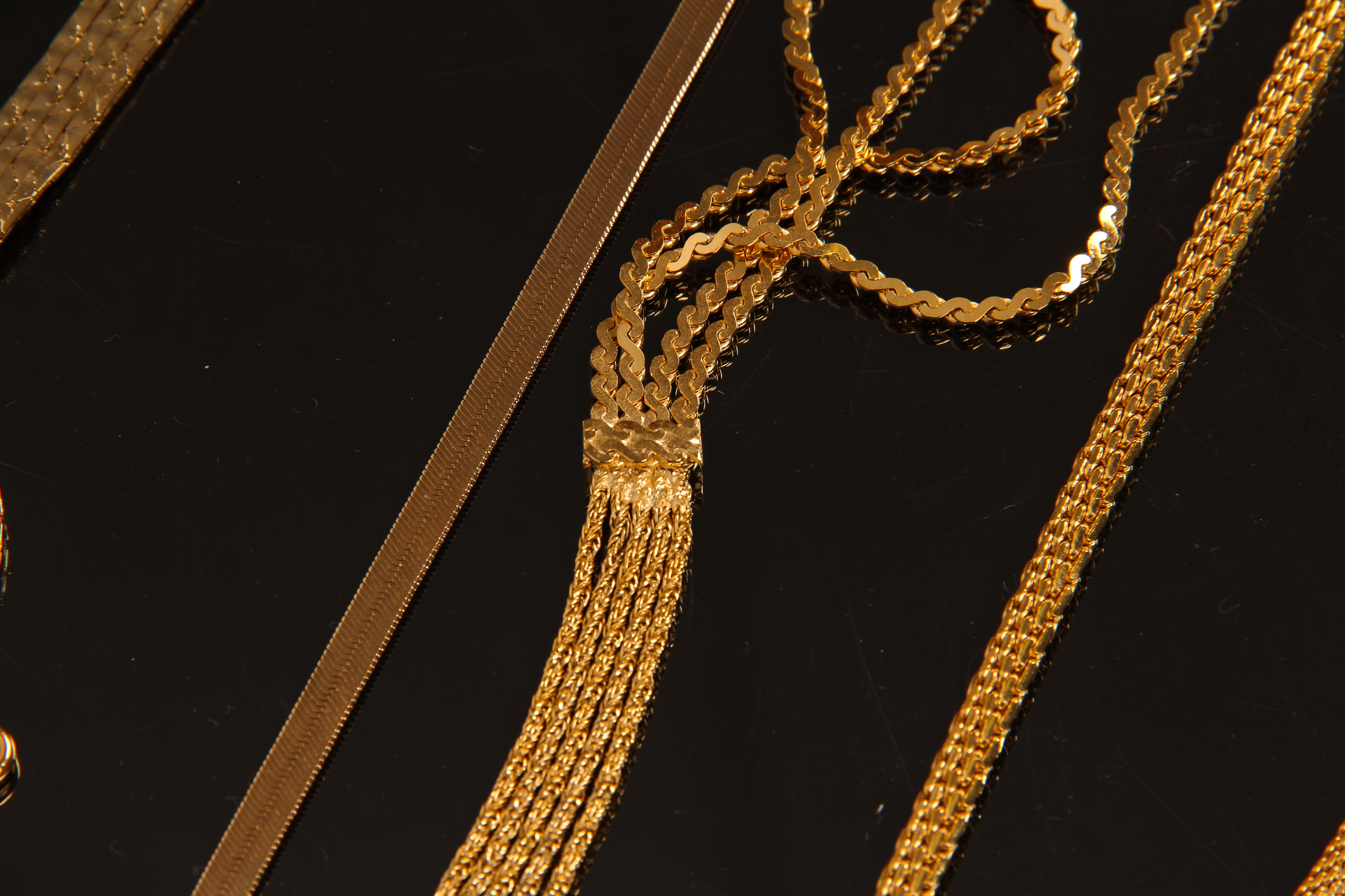 Assortment of Vintage Gold Tone Fashion Necklaces