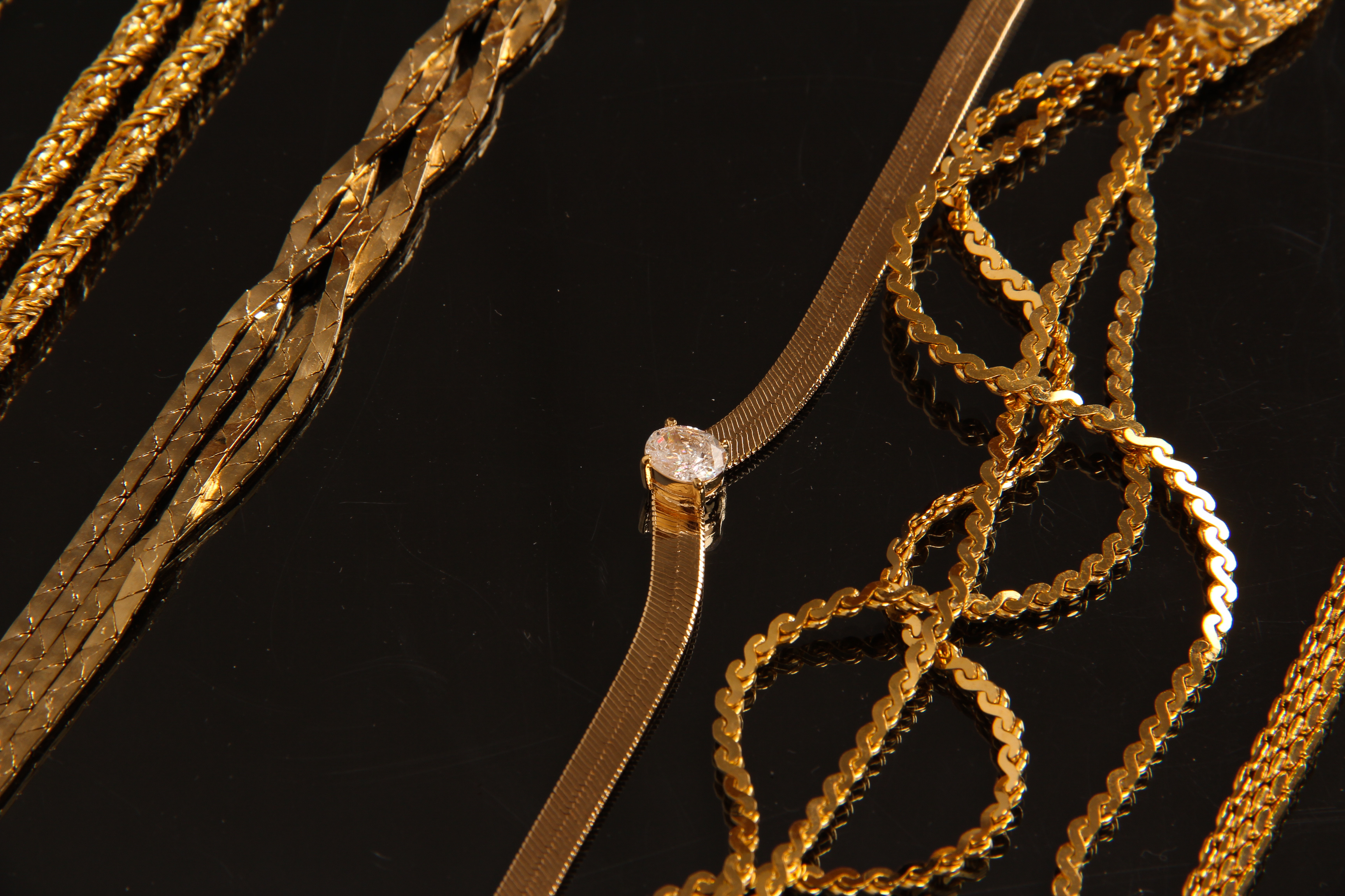 Assortment of Vintage Gold Tone Fashion Necklaces