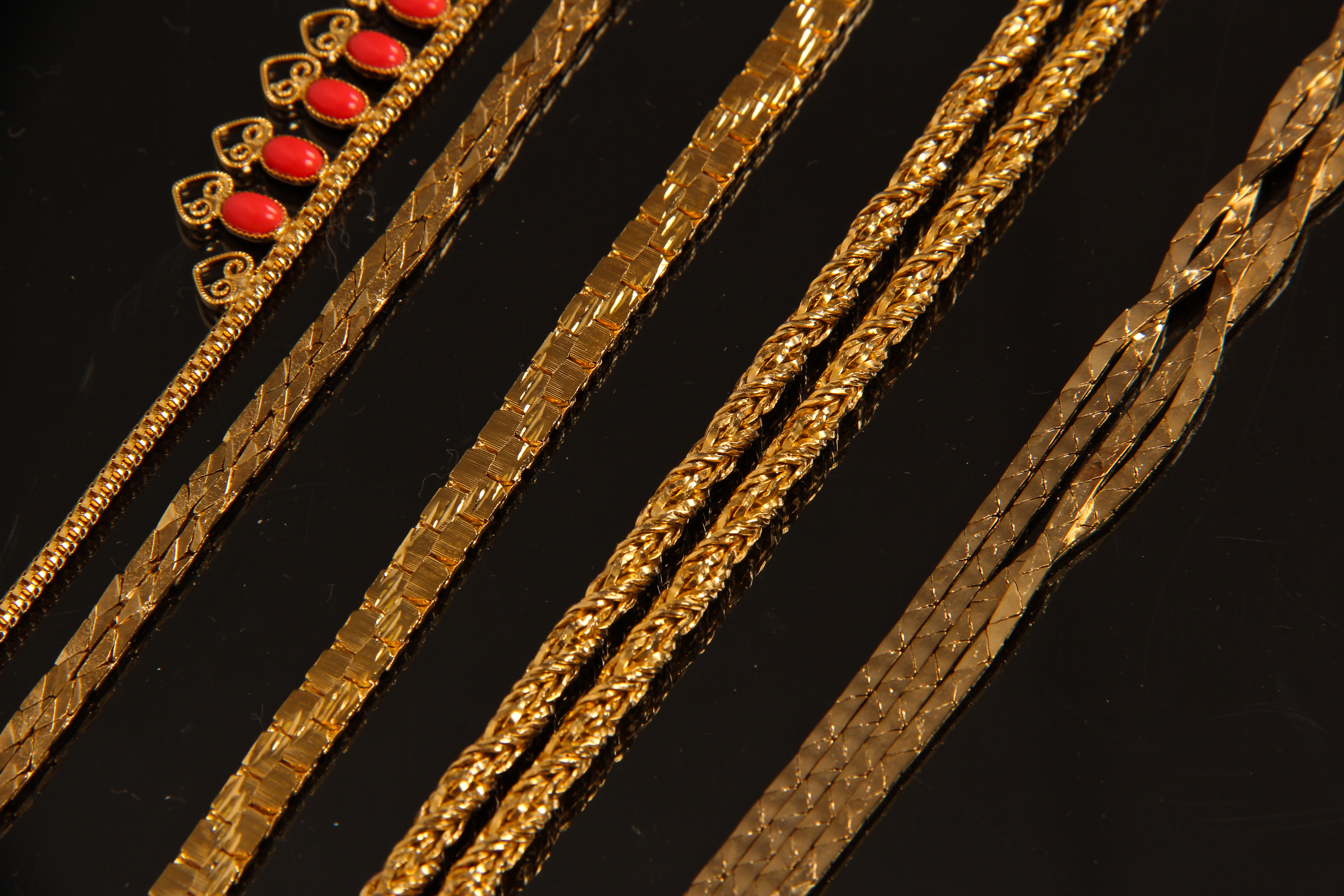 Assortment of Vintage Gold Tone Fashion Necklaces