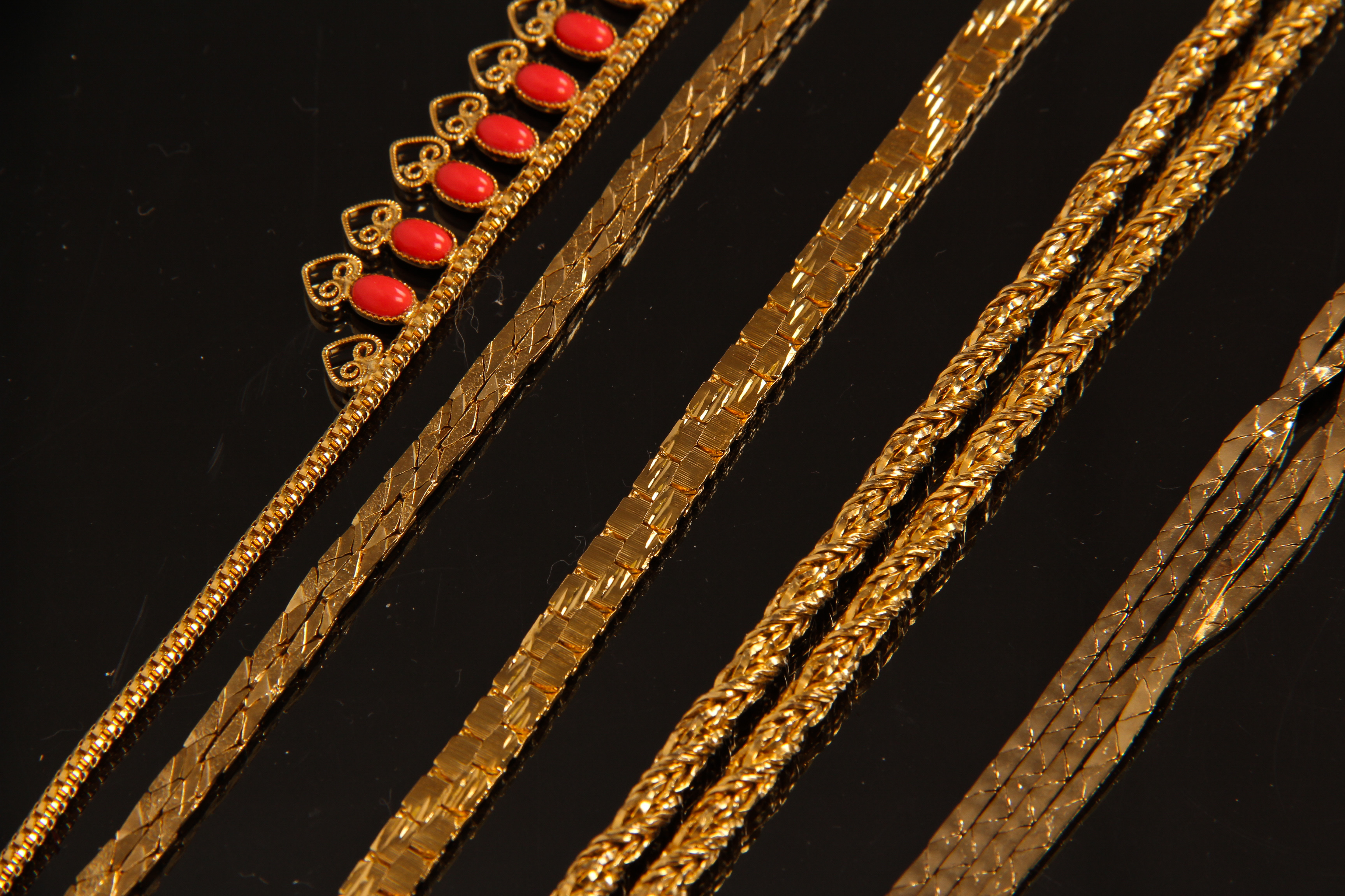 Assortment of Vintage Gold Tone Fashion Necklaces