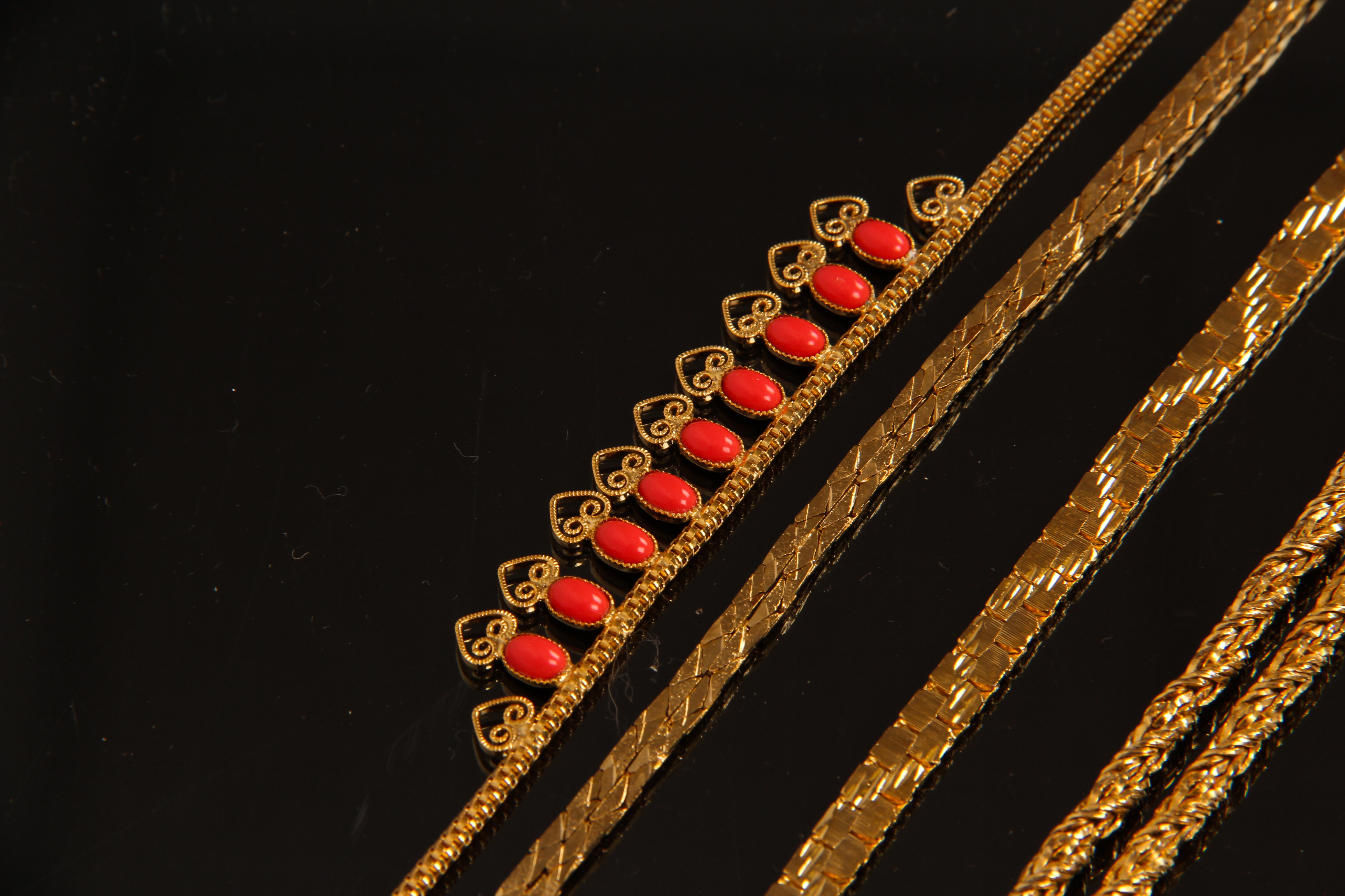 Assortment of Vintage Gold Tone Fashion Necklaces