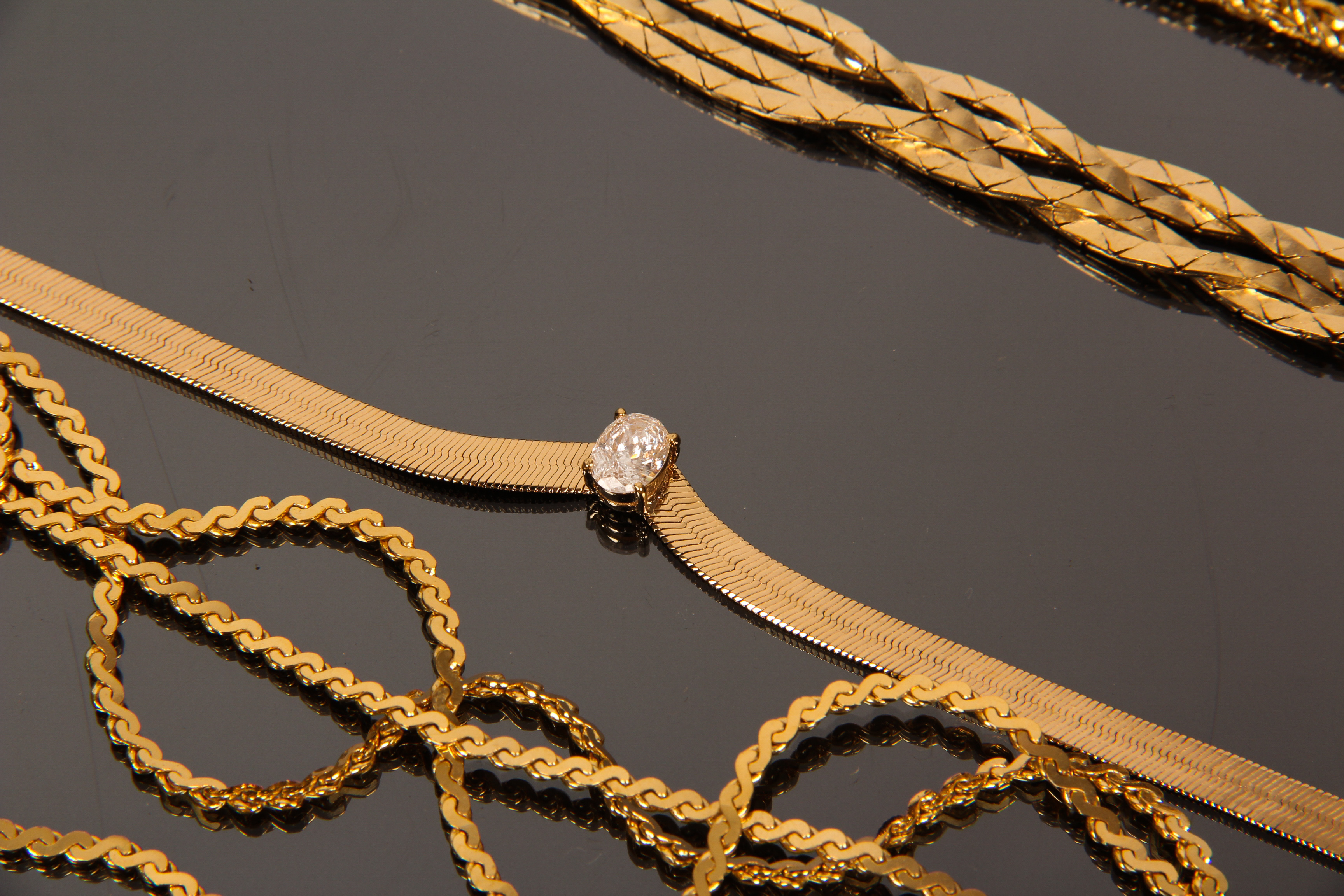 Assortment of Vintage Gold Tone Fashion Necklaces