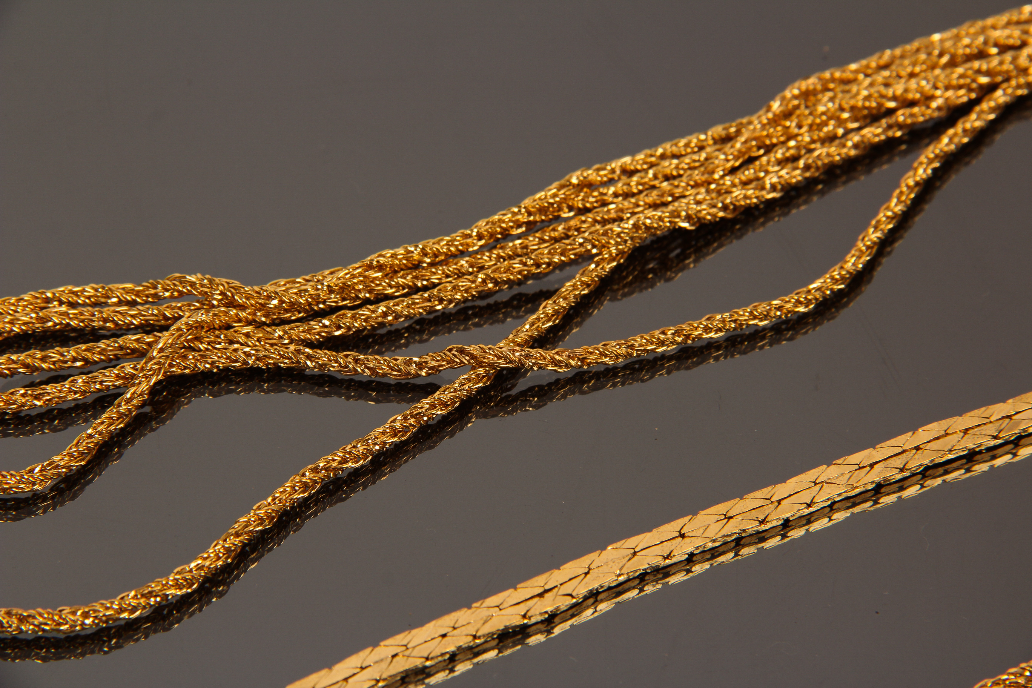 Collection of Vintage Gold Toned Costume Necklaces