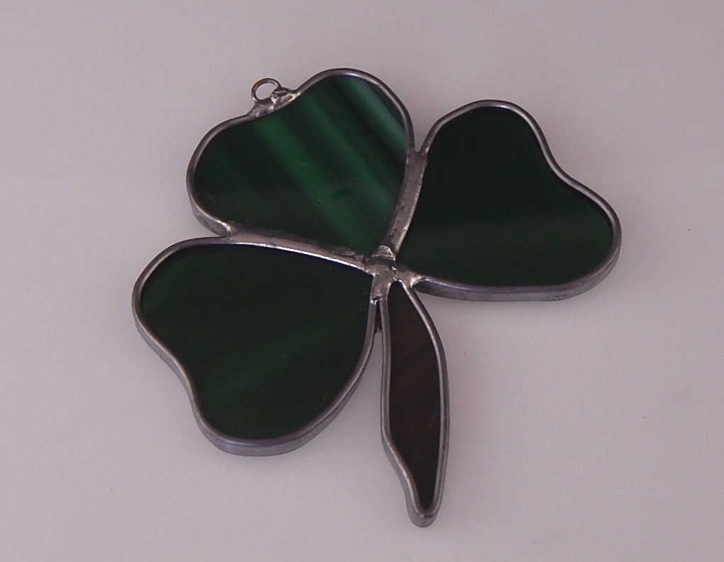 Lenox China Celtic Cross, Shell Vase, Clock, and Glass Clover