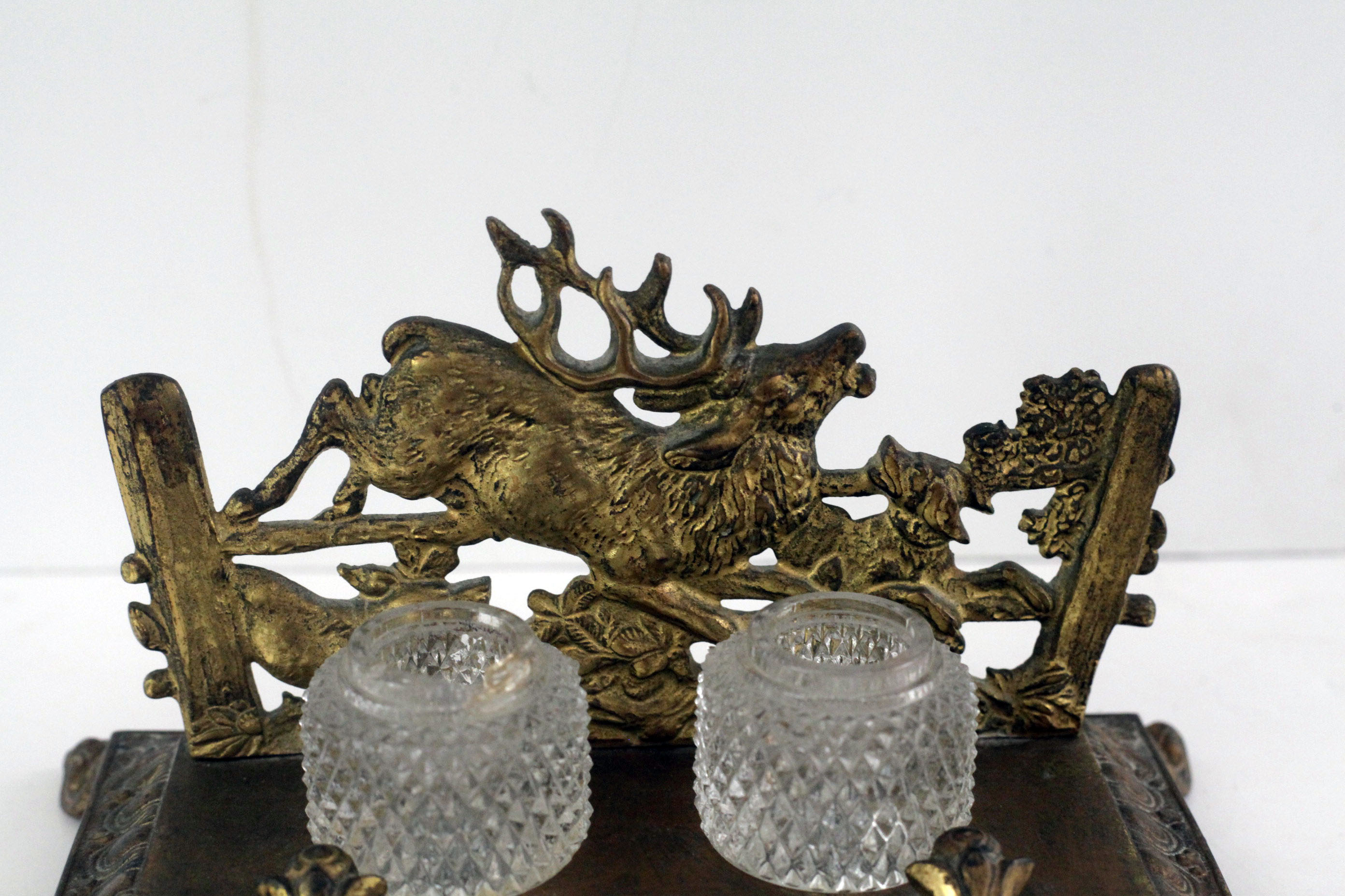 Bradley and Hubbard Inkwell with Glass Inserts