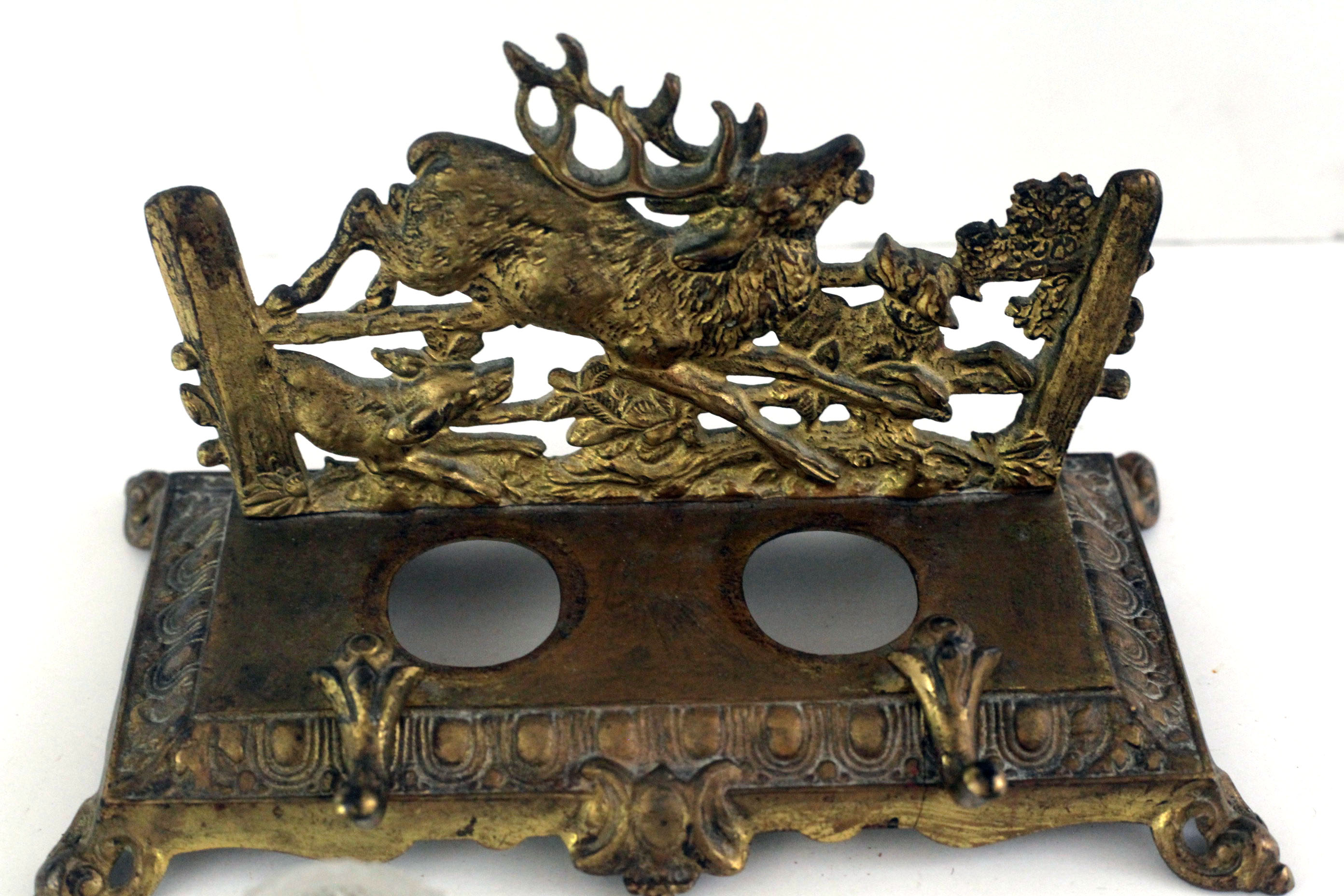 Bradley and Hubbard Inkwell with Glass Inserts