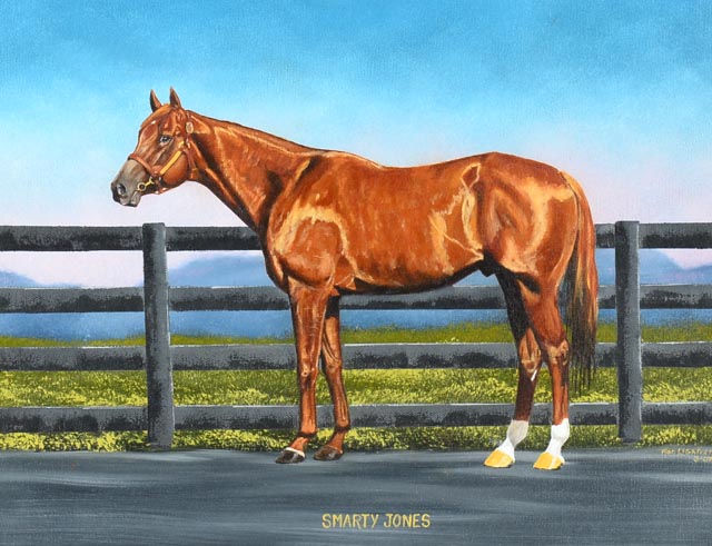 "Smarty Jones" Original Oil Painting by Ron Lightner