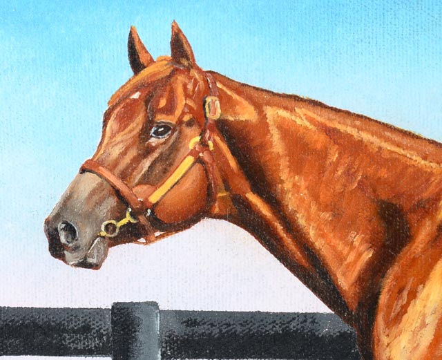"Smarty Jones" Original Oil Painting by Ron Lightner