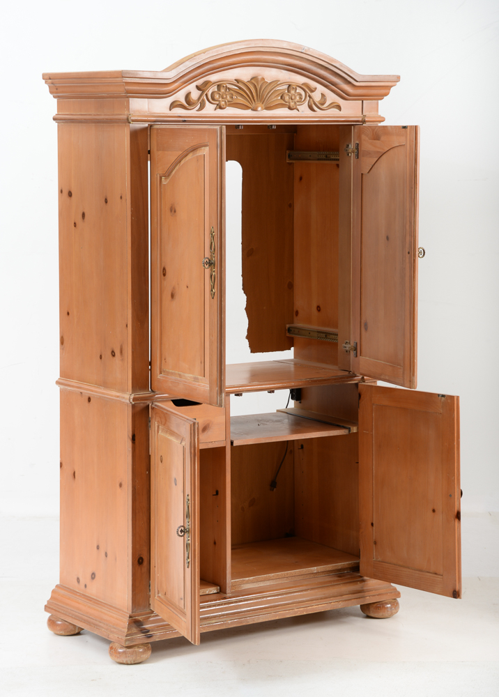 Broyhill Pine Media Cabinet and Bookshelf