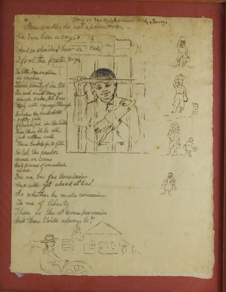 Pencil Drawing and Poem "Song of the High School Cook, Sam"