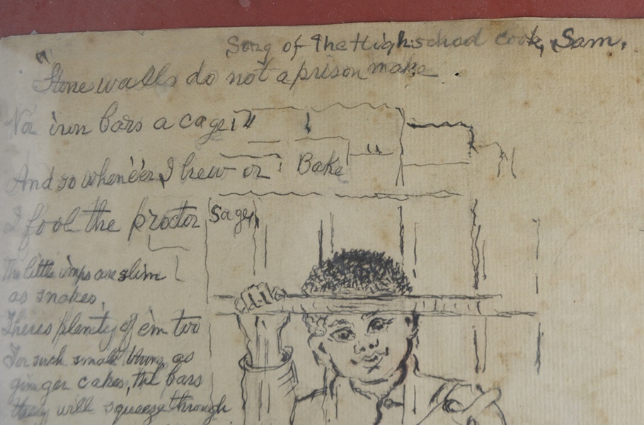 Pencil Drawing and Poem "Song of the High School Cook, Sam"