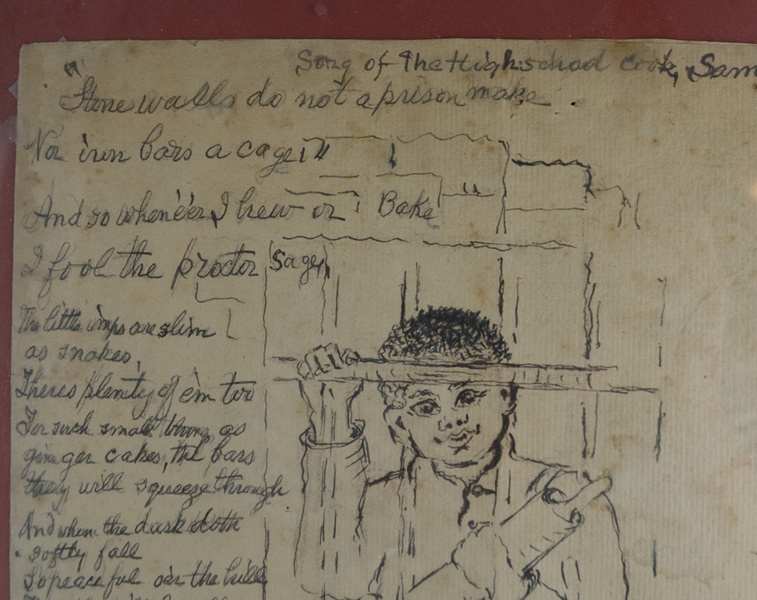 Pencil Drawing and Poem "Song of the High School Cook, Sam"