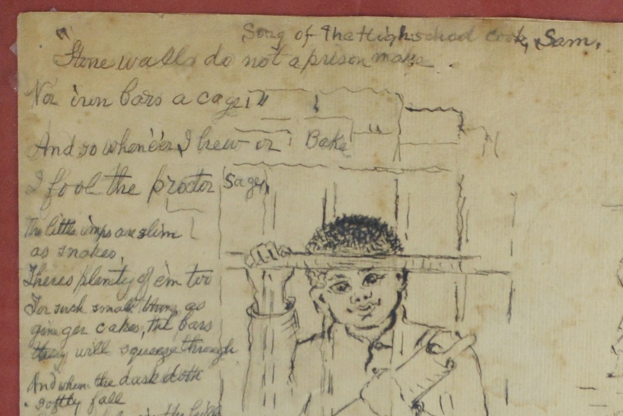 Pencil Drawing and Poem "Song of the High School Cook, Sam"