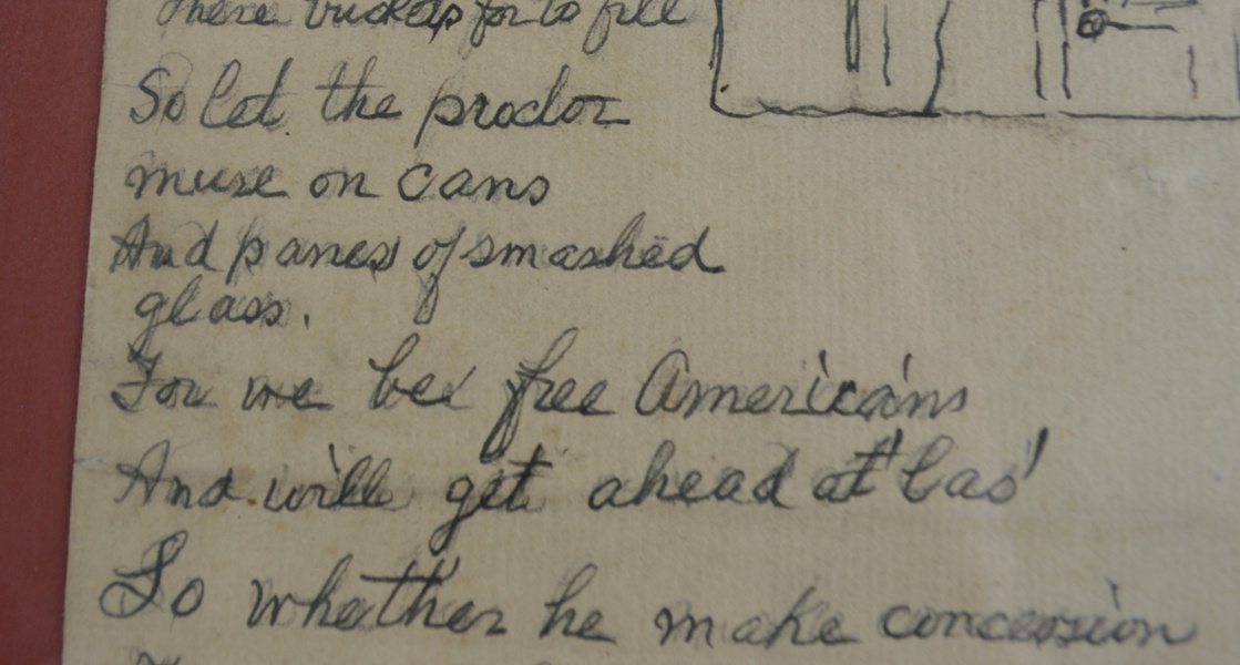 Pencil Drawing and Poem "Song of the High School Cook, Sam"