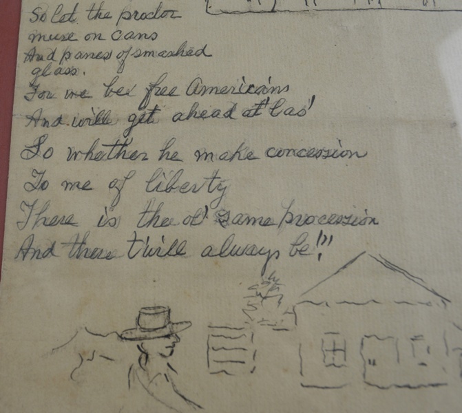 Pencil Drawing and Poem "Song of the High School Cook, Sam"