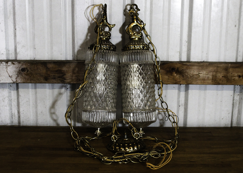 Vintage Double Swag Light Fixture
