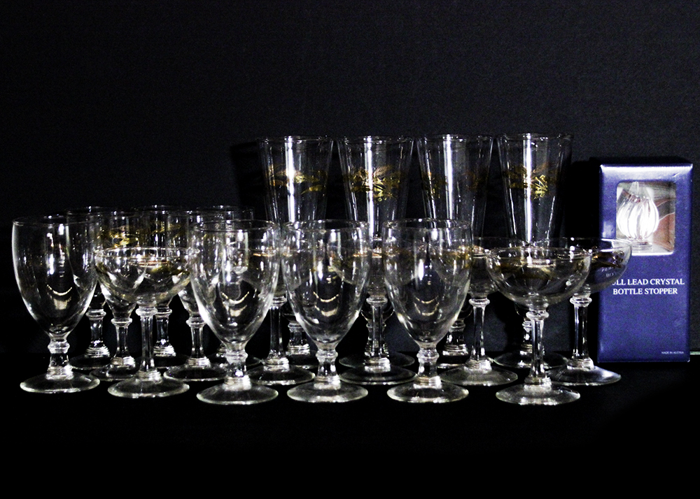 Collection of Vintage Golden Wheat Stemware