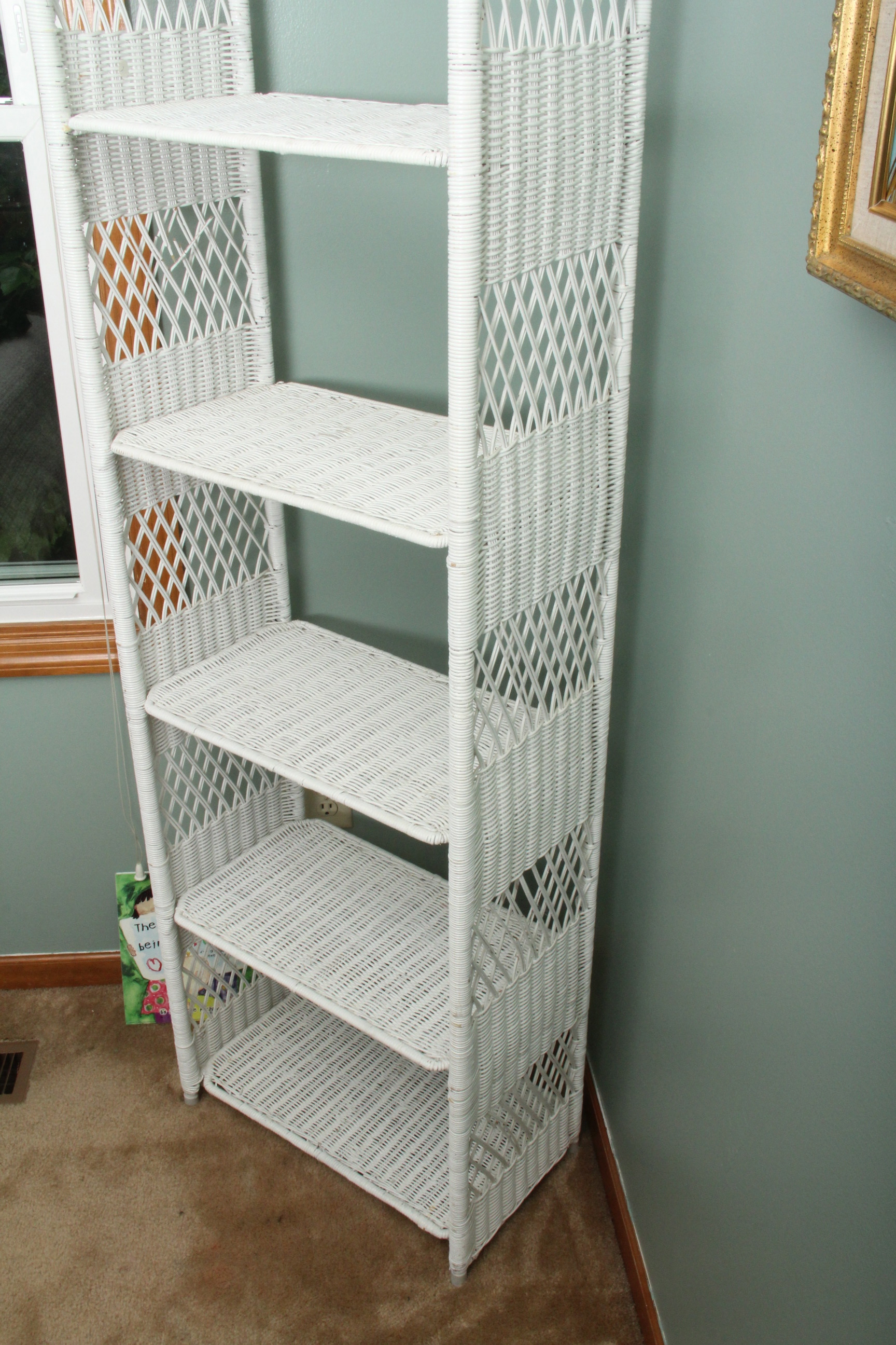 White Wicker Shelf