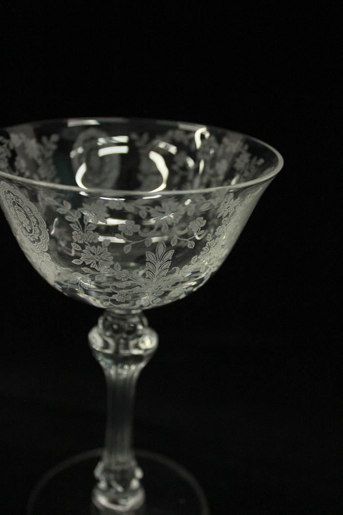 Crystal Champagne Saucers and Goblet