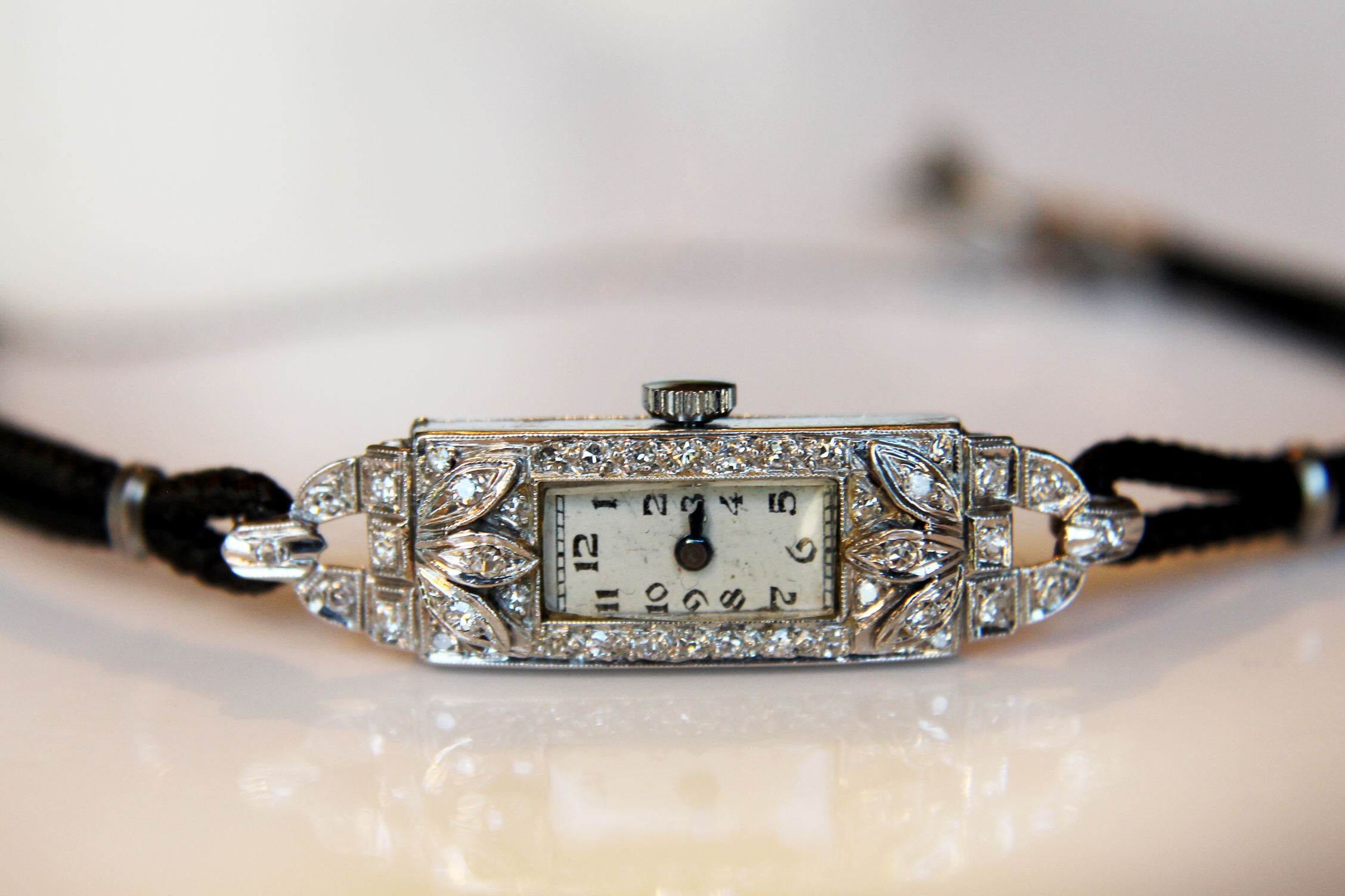 Womens Vintage Platinum and Diamond "Normis" Swiss Movement Watch