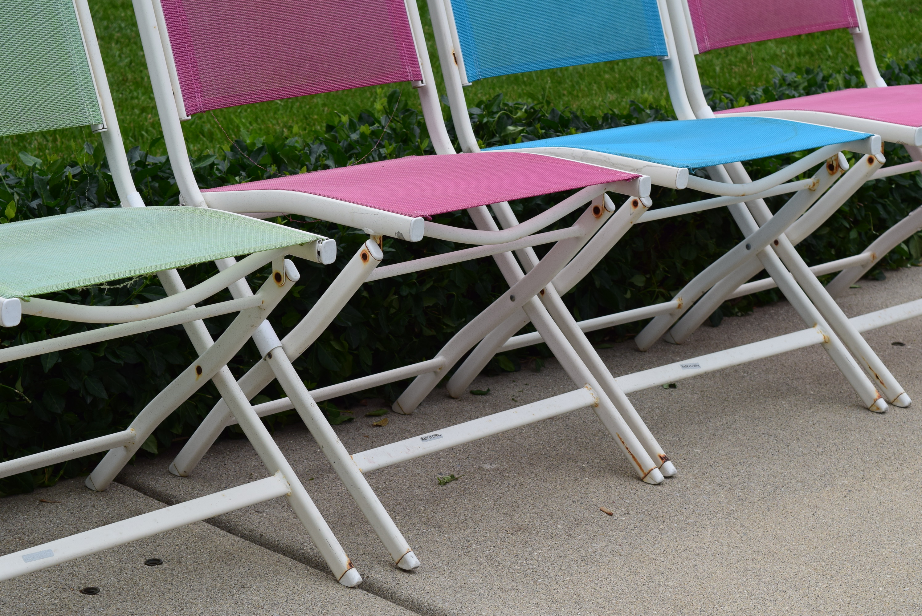 Four Folding Outdoor Mesh Chairs