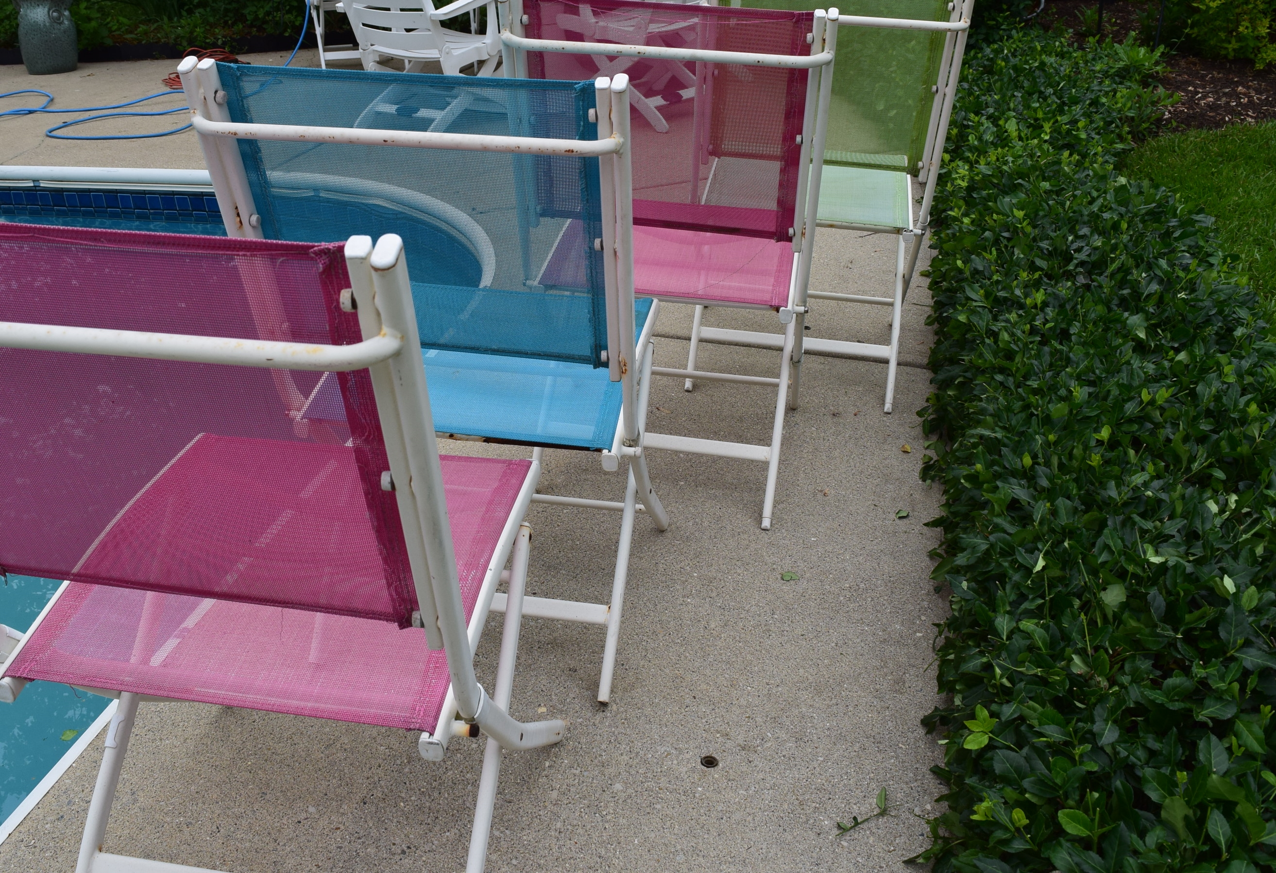 Four Folding Outdoor Mesh Chairs