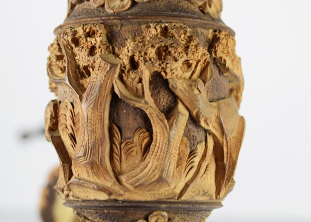 Rare German Black Forest Carved Wood & Horn Stag Pipe Dated 1896