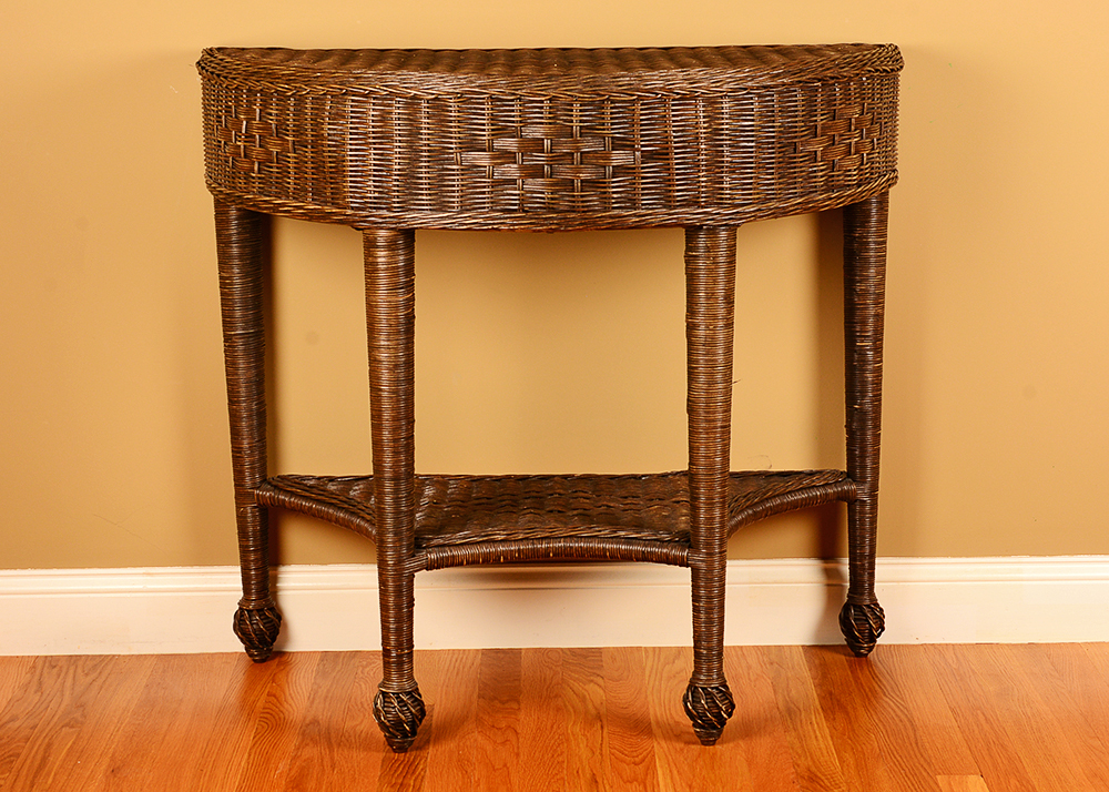 Wicker Half Moon Table EBTH