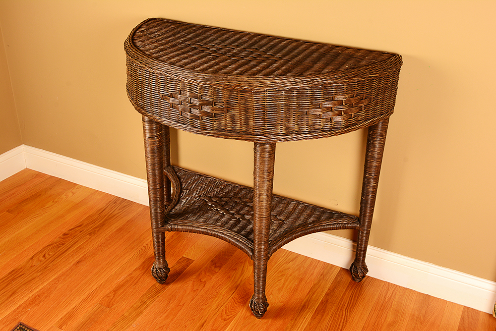 Wicker Half Moon Table
