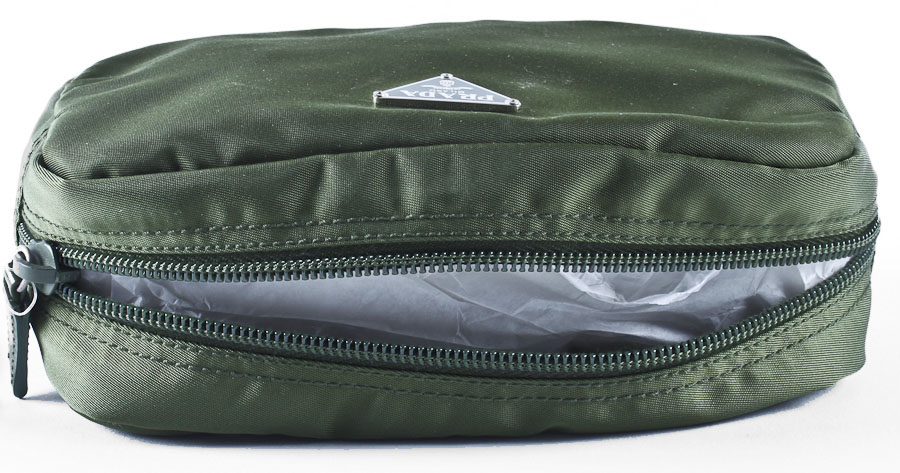 Prada Olive Green Nylon Zippered Pouch