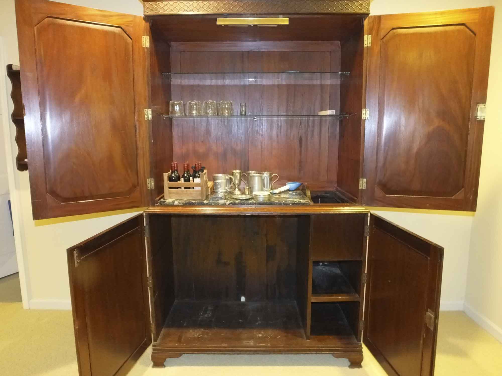 Antique Irish Linen Press Converted to a Bar