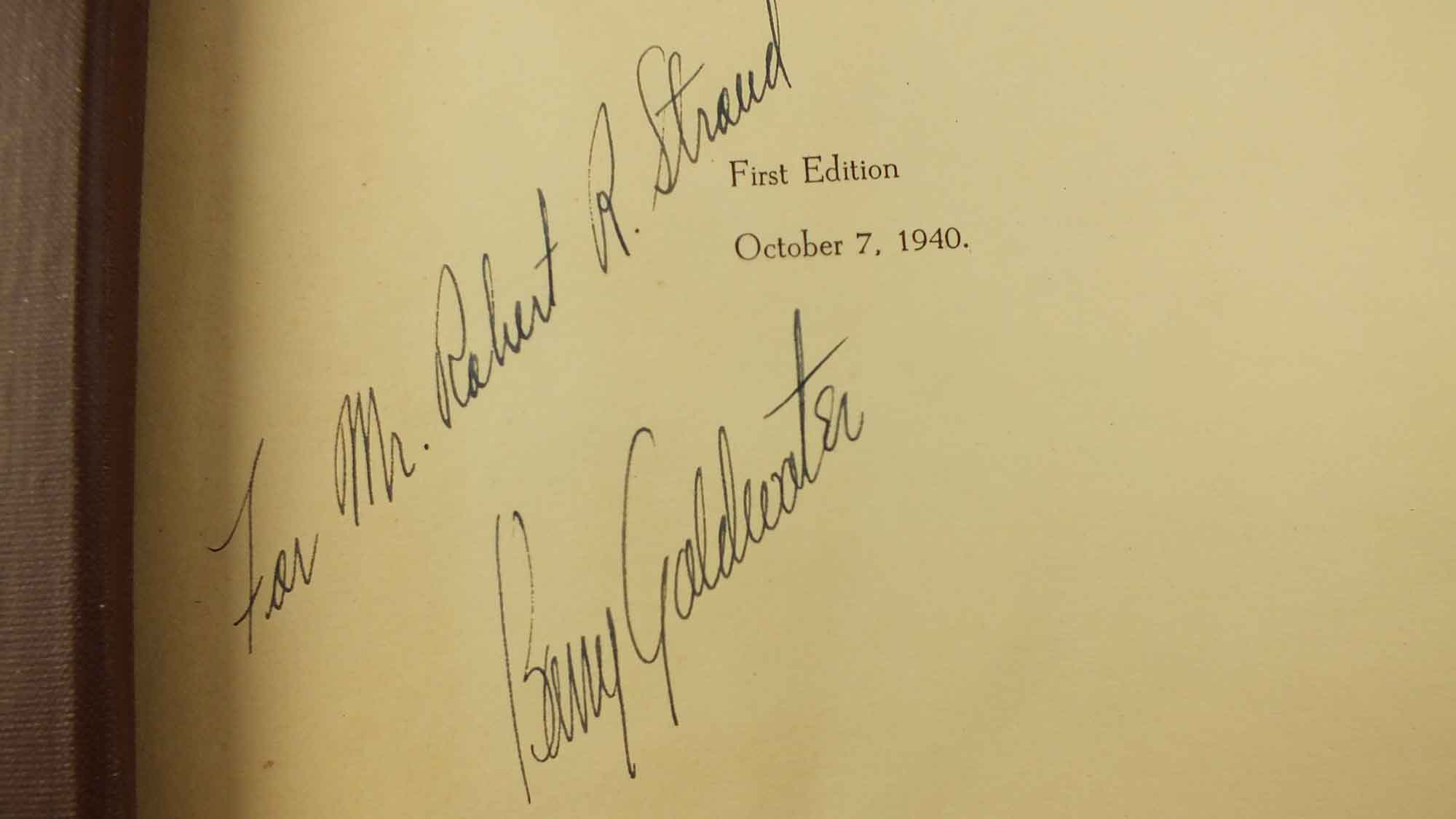 1940 First Edition Signed Barry Goldwater Arizona Portraits Book