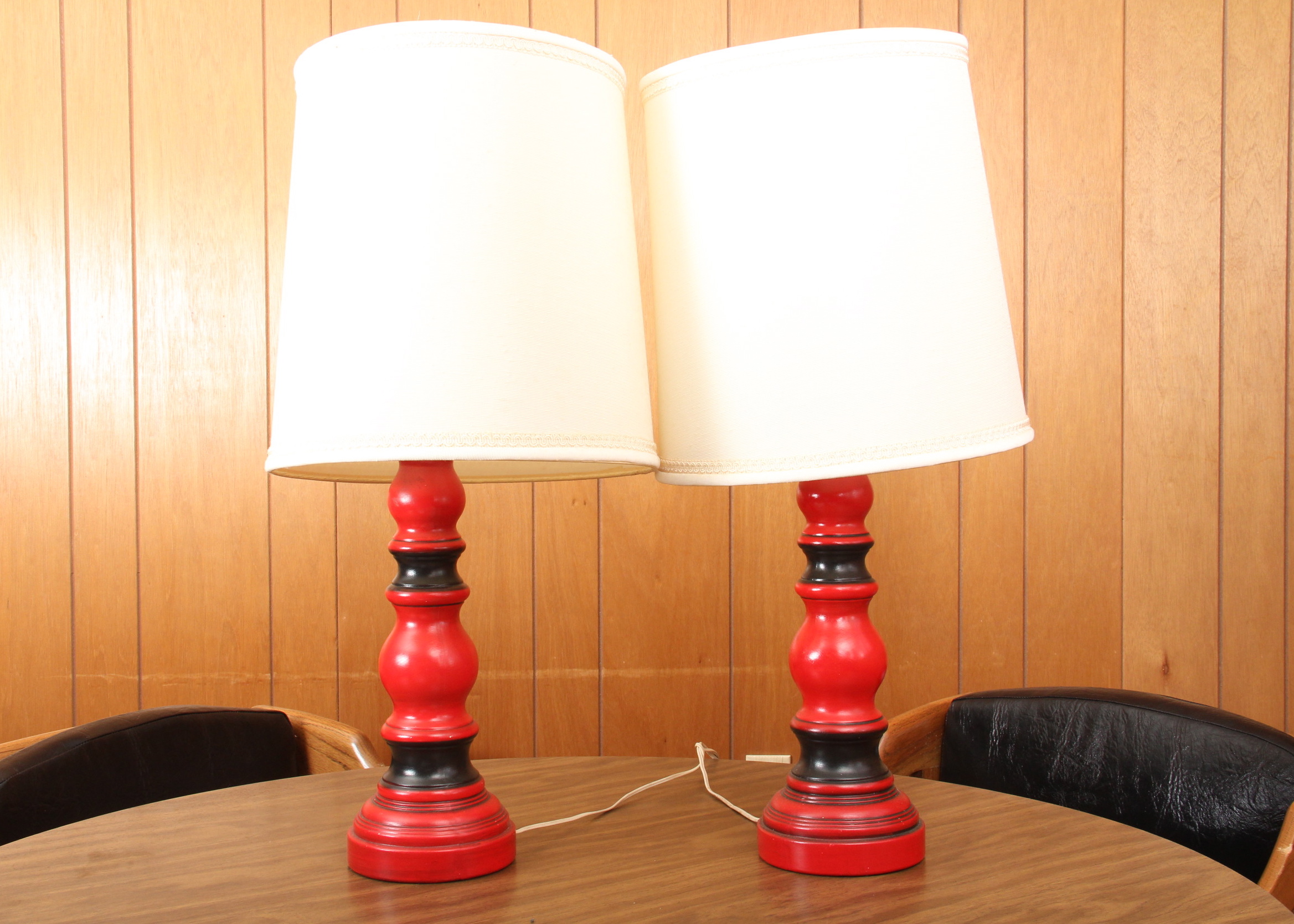 Pair of Vintage Hand Painted Ceramic Lamps