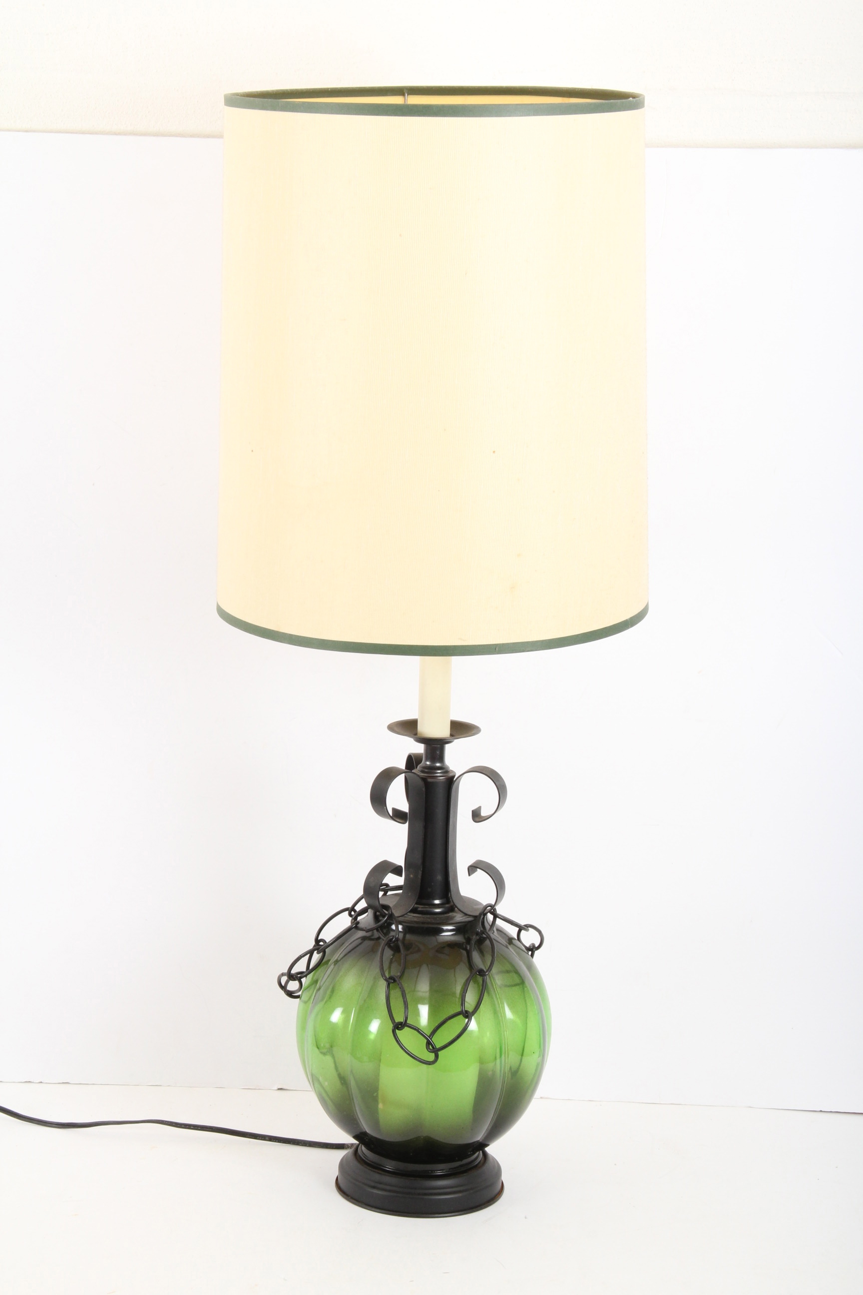 Vintage Glass and Iron Lamp