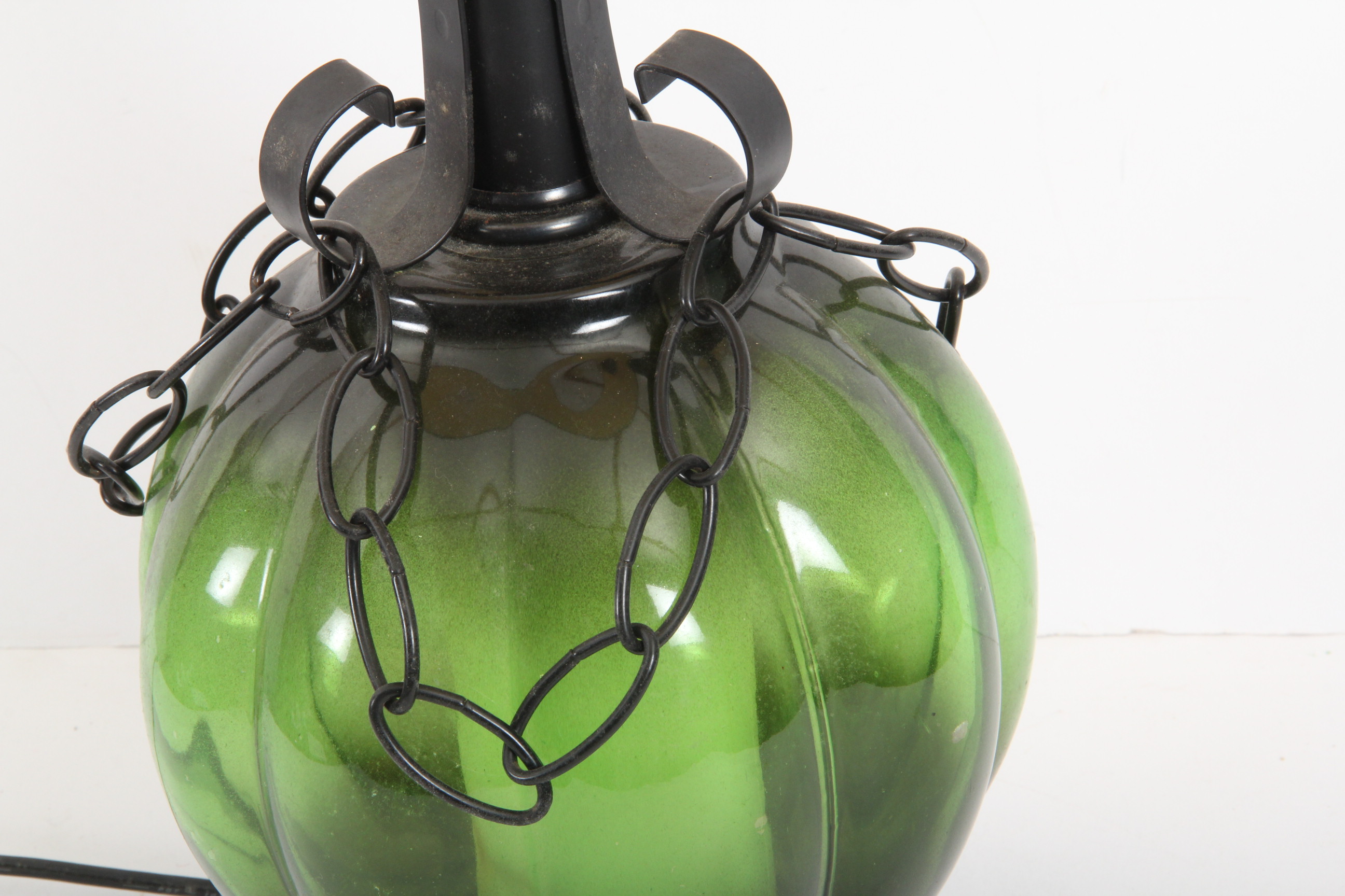 Vintage Glass and Iron Lamp