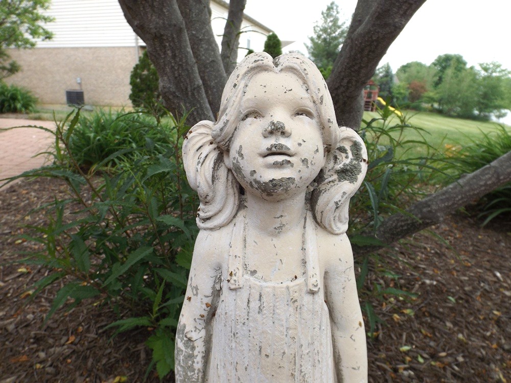 Concrete Garden Statue of a Young Girl