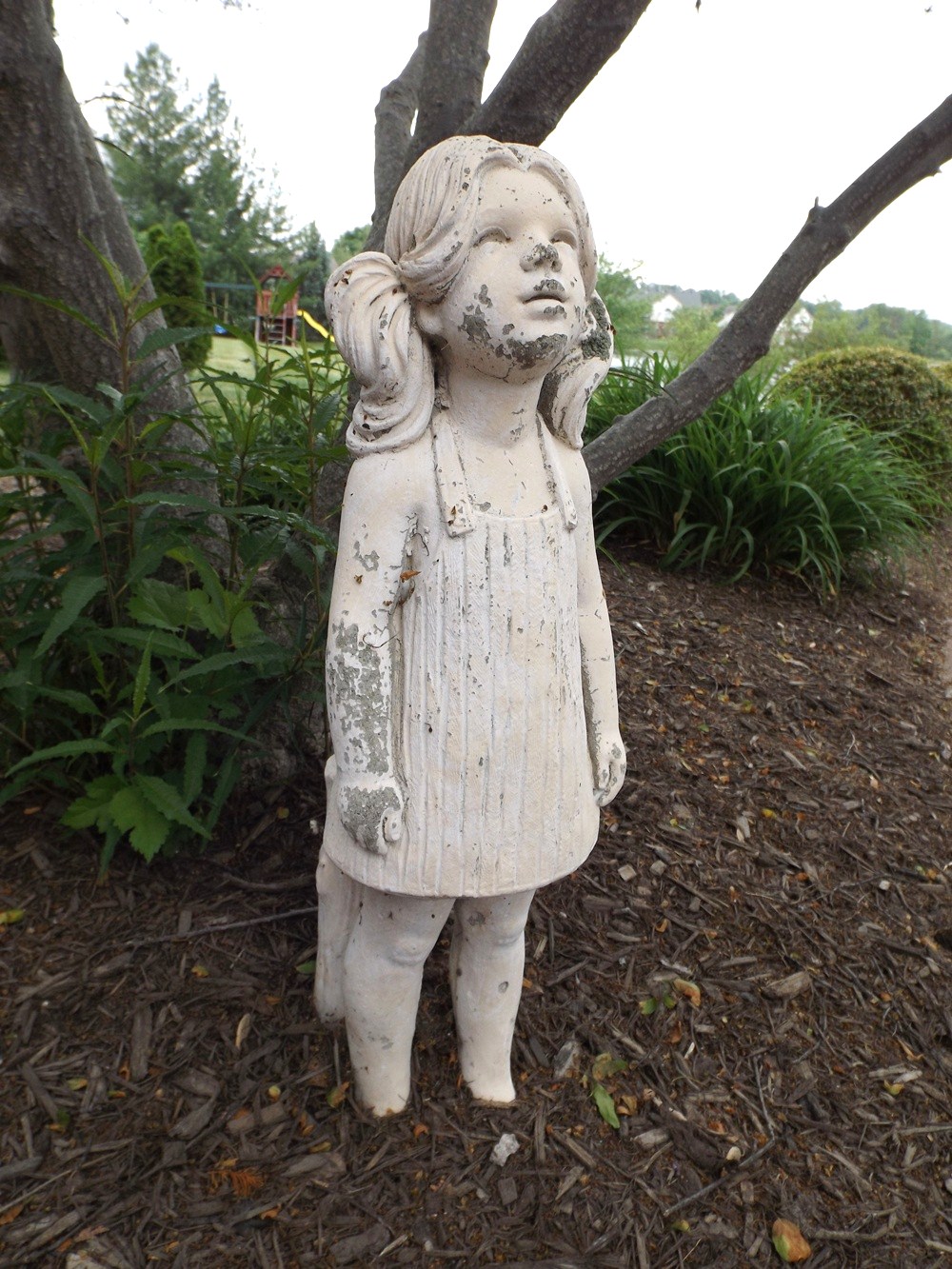 Concrete Garden Statue of a Young Girl