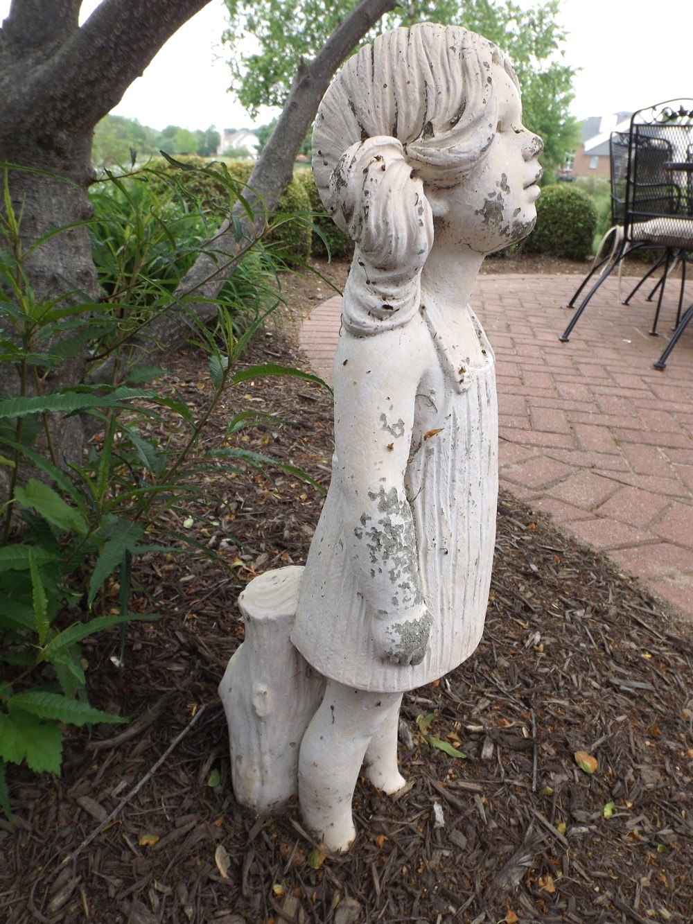 Concrete Garden Statue of a Young Girl