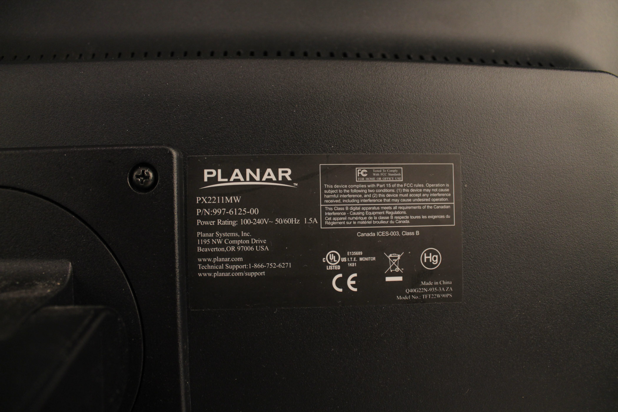 Planar 22" LCD 1080p Monitor