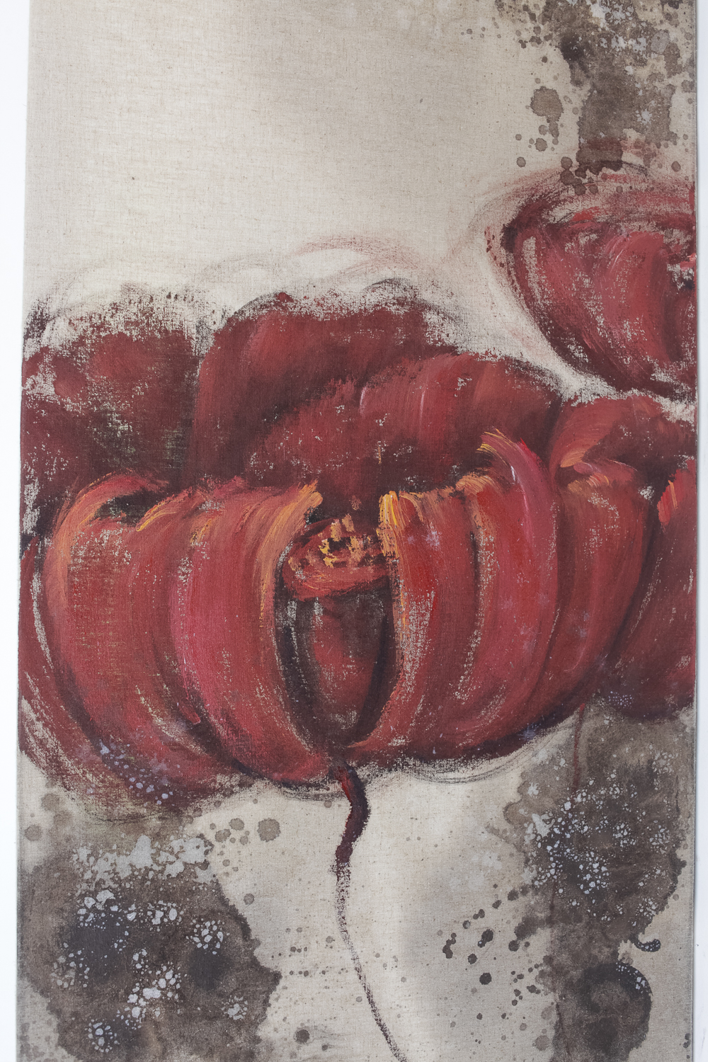 Trio of Modern Floral Oil on Linen Pieces