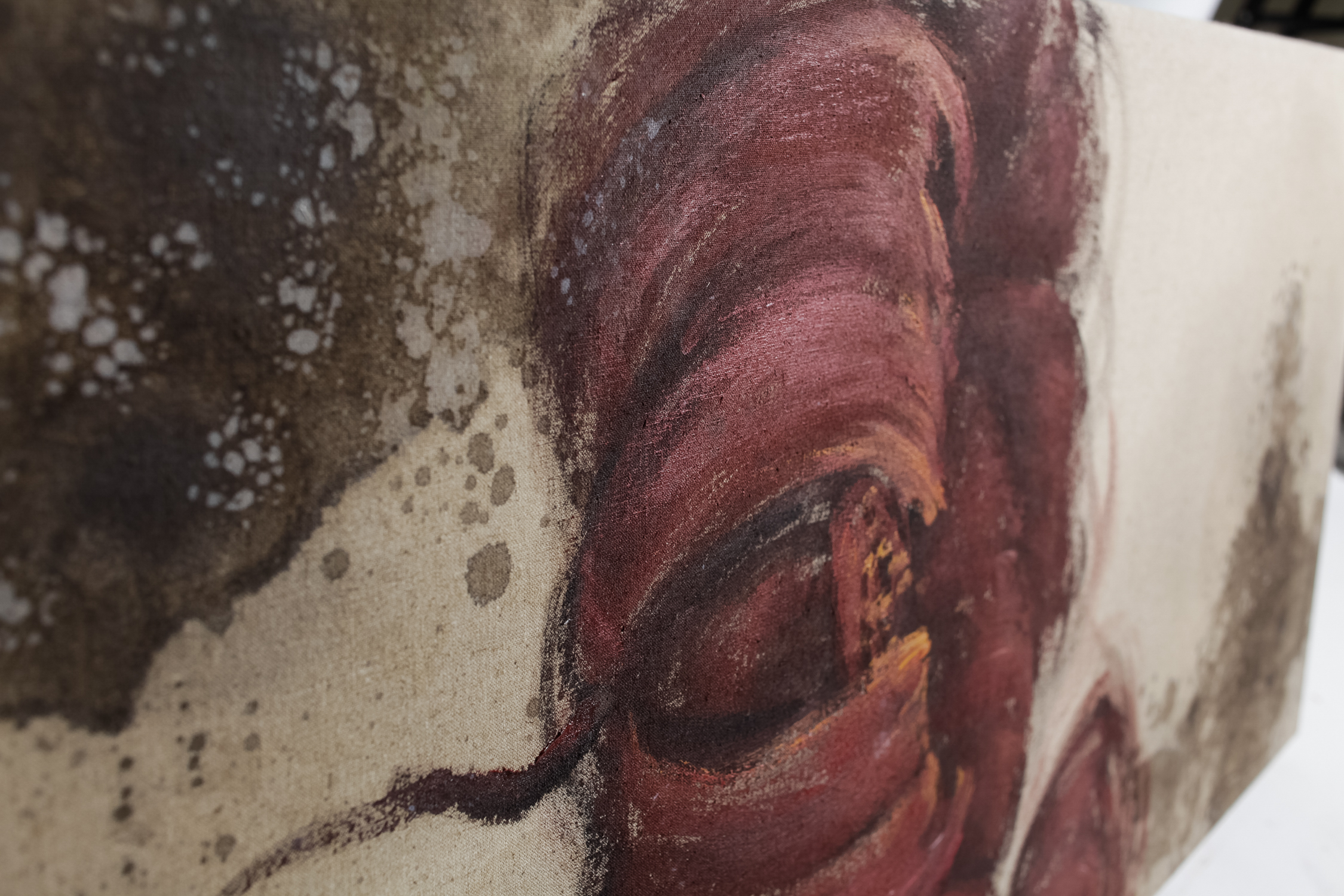 Trio of Modern Floral Oil on Linen Pieces