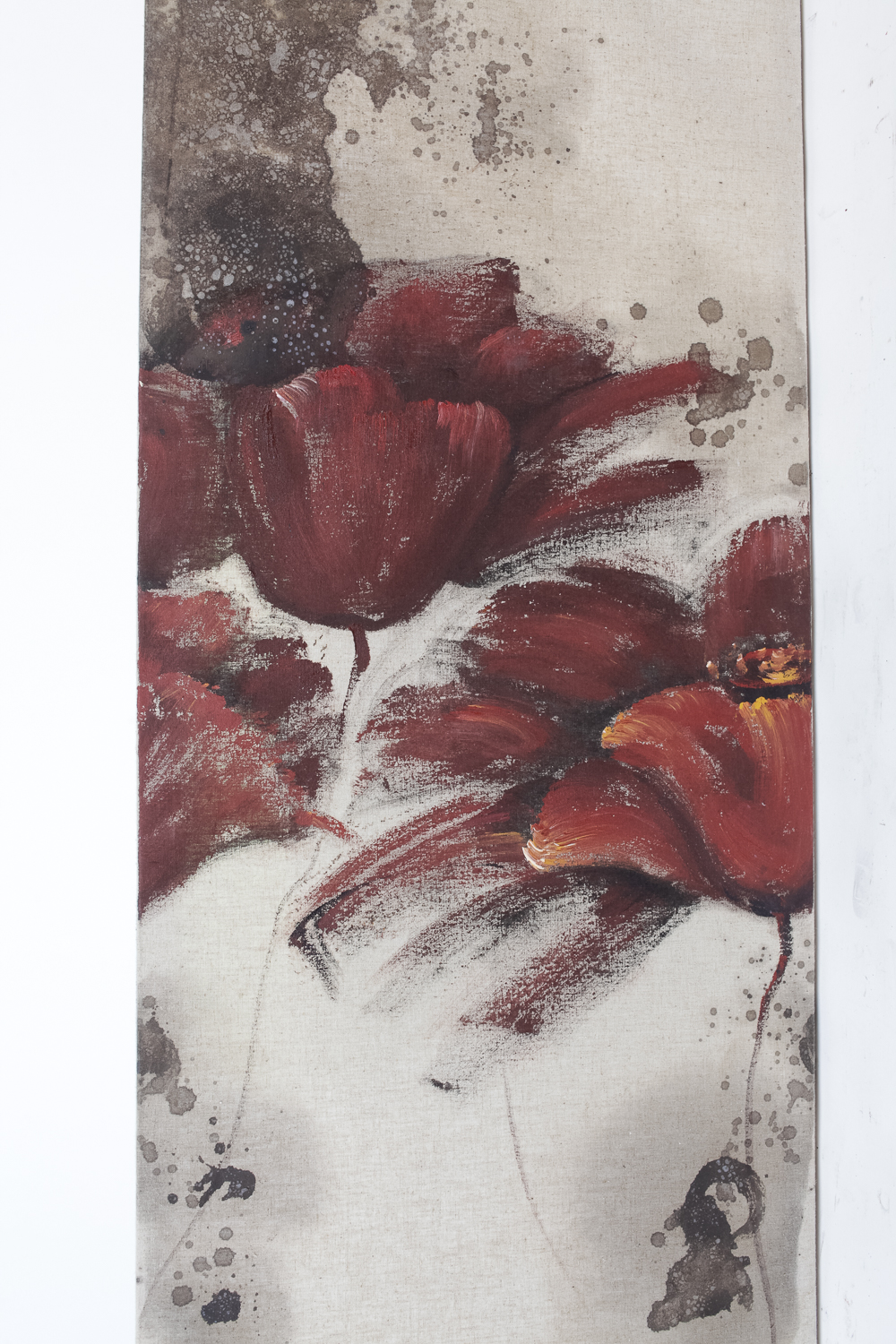 Trio of Modern Floral Oil on Linen Pieces