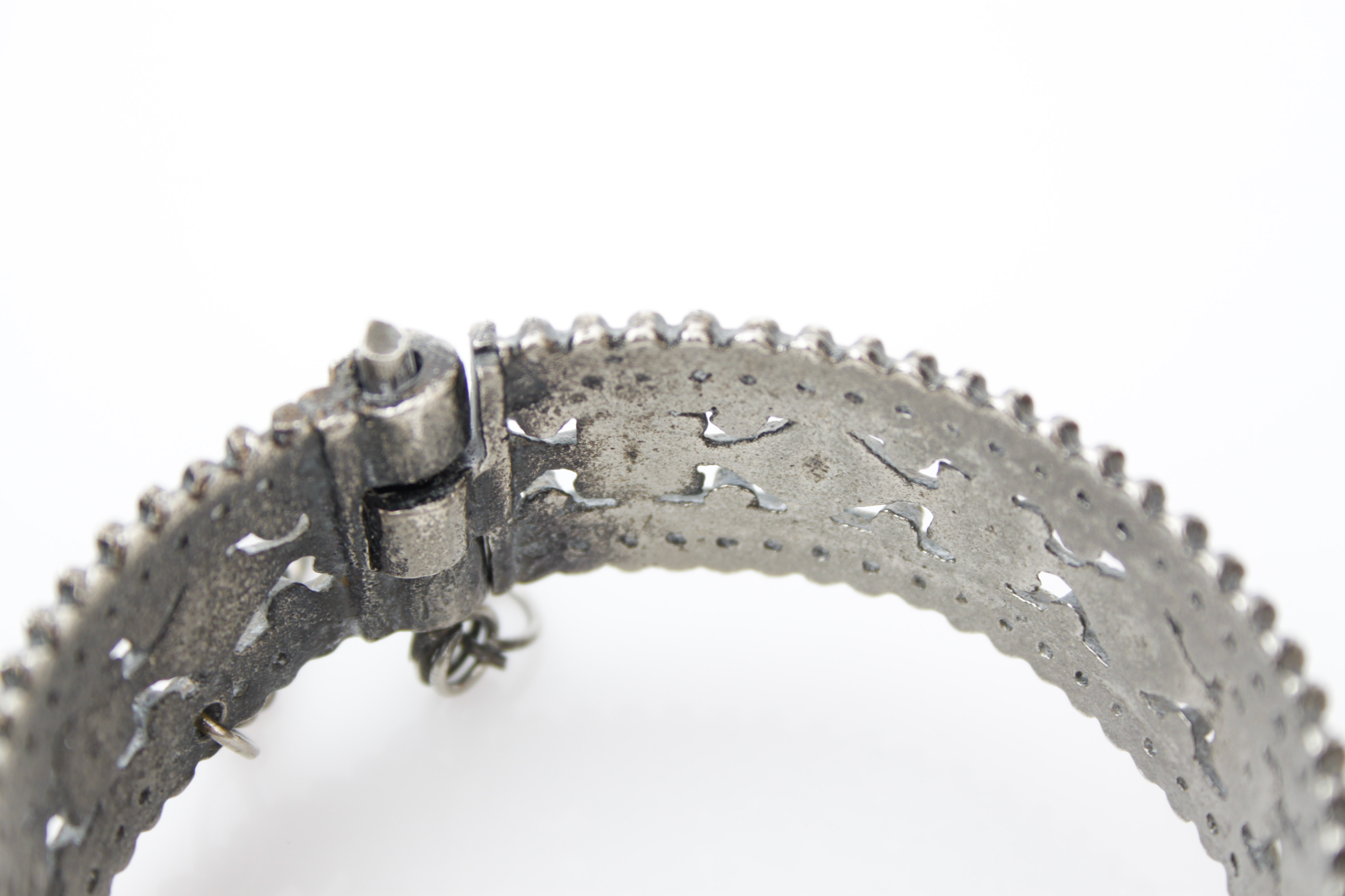 Silver Tone Rose Necklace and Hinged Cuff