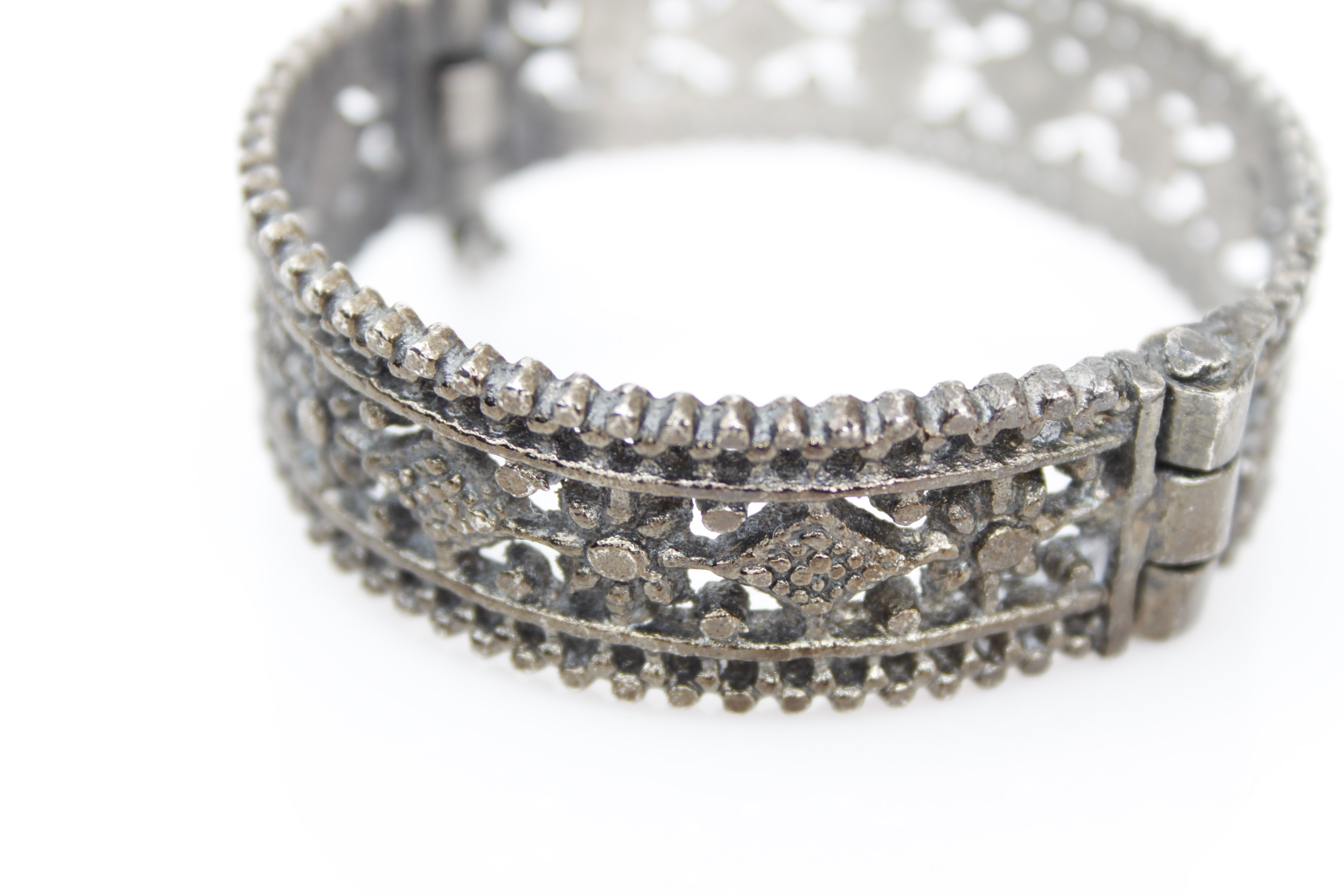 Silver Tone Rose Necklace and Hinged Cuff