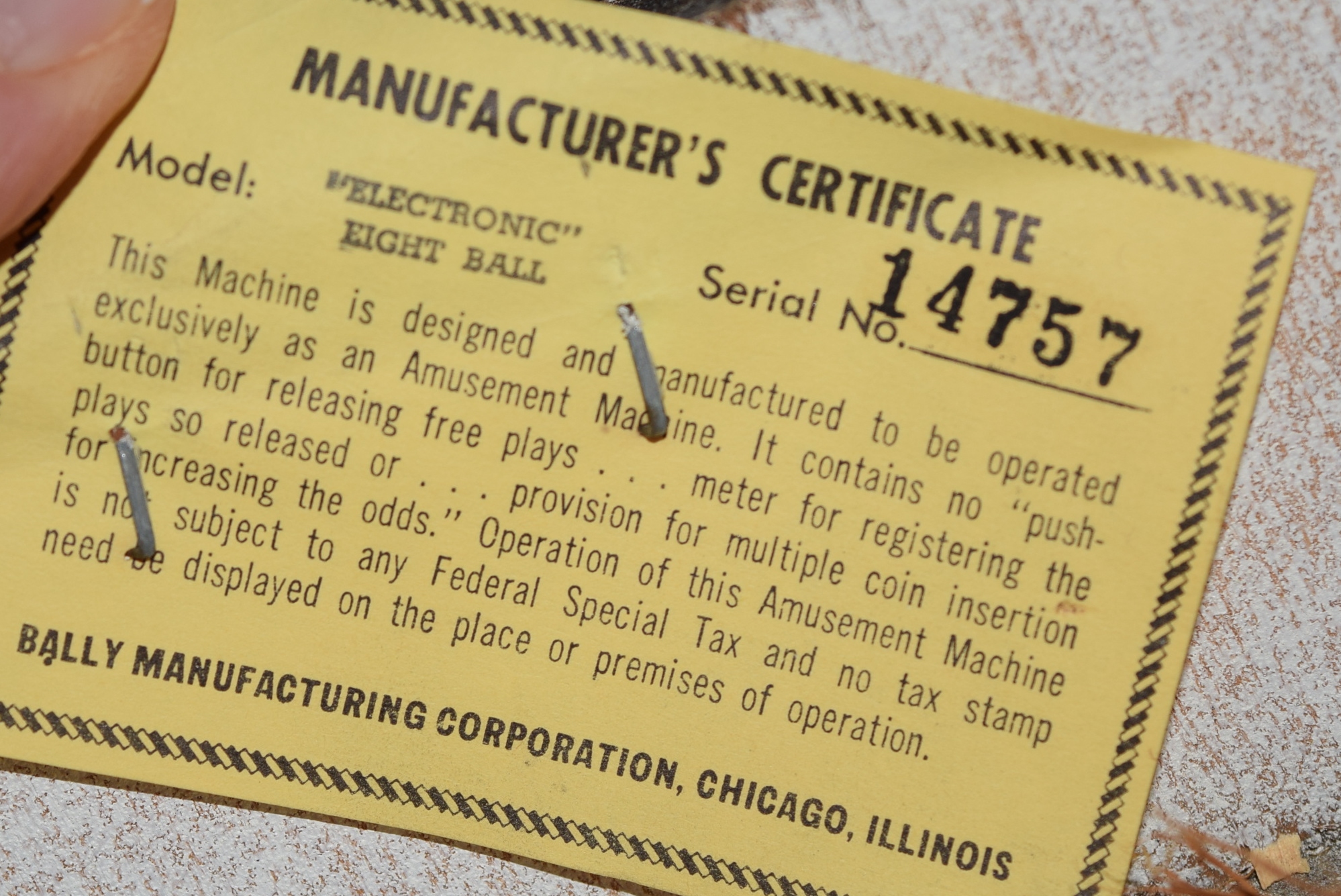 Vintage Bally "Eight Ball" Pinball Machine