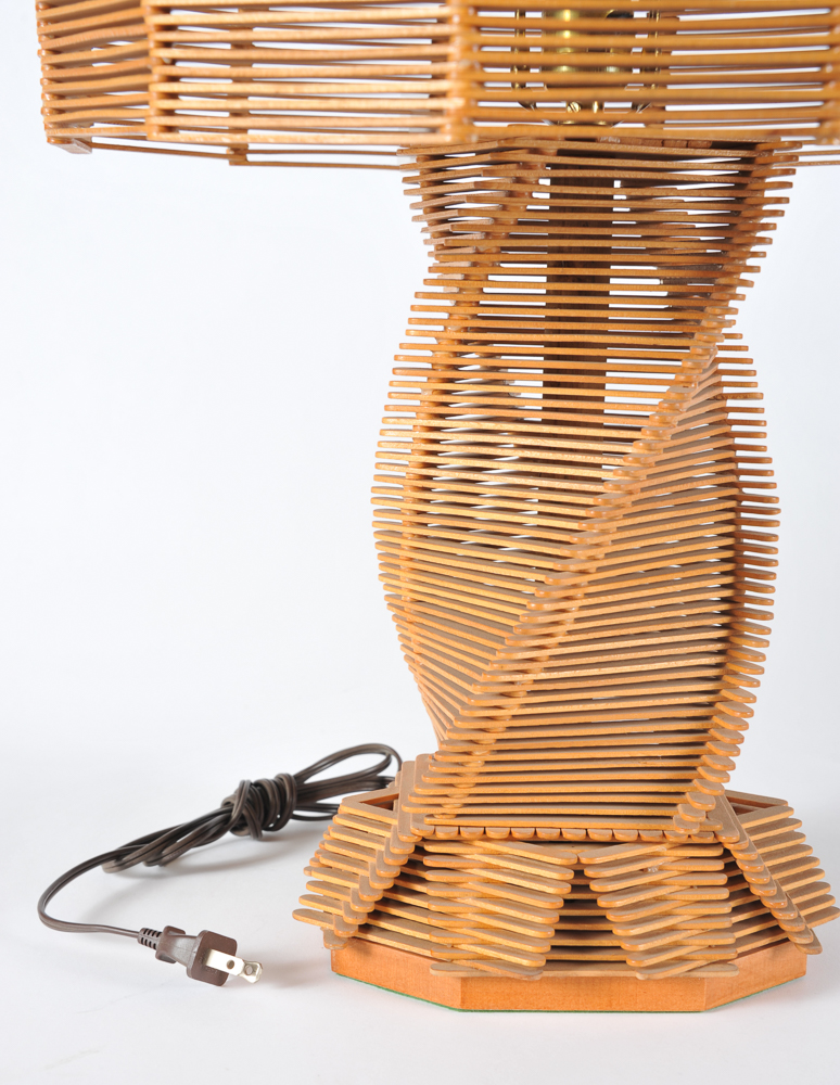 Pair of Folk Art Popsicle Stick Table Lamps