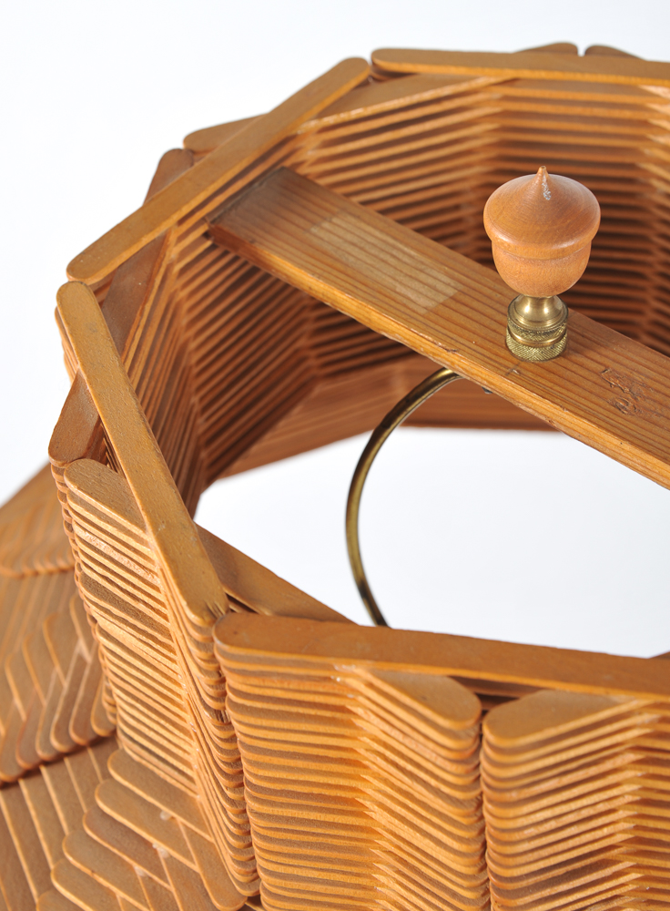 Pair of Folk Art Popsicle Stick Table Lamps